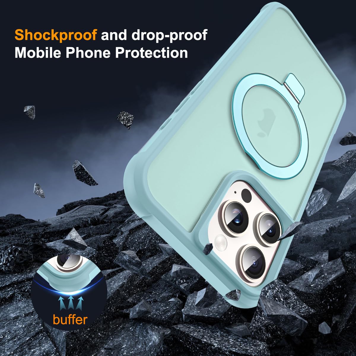 SKYLMW Compatible with iPhone 16 Pro Case with Stand Blue - SKYLMW Official Imagery - 8