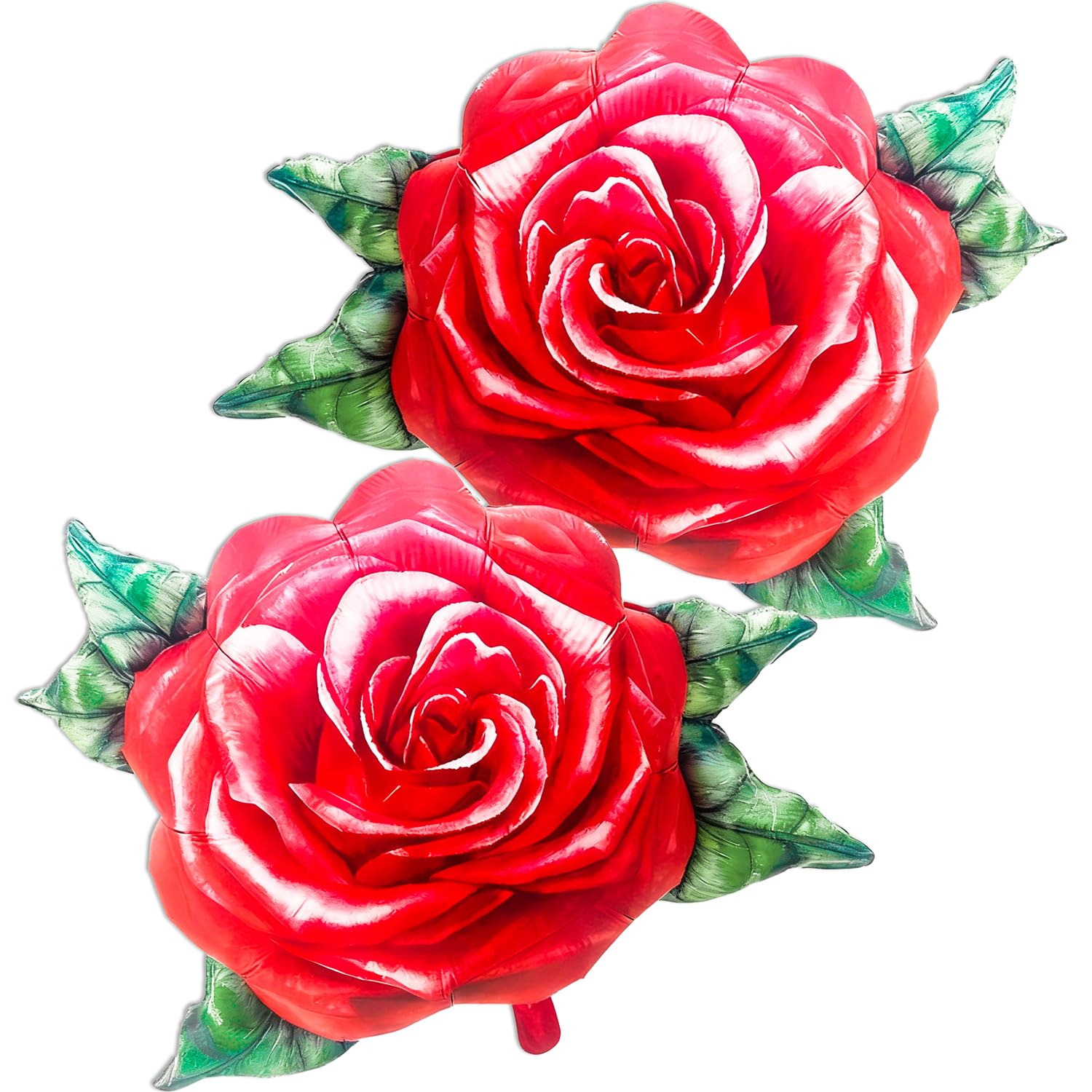 2 Pcs Red Rose Balloons, 31 Inch Realistic 3D Rose Flower - Product Imagery