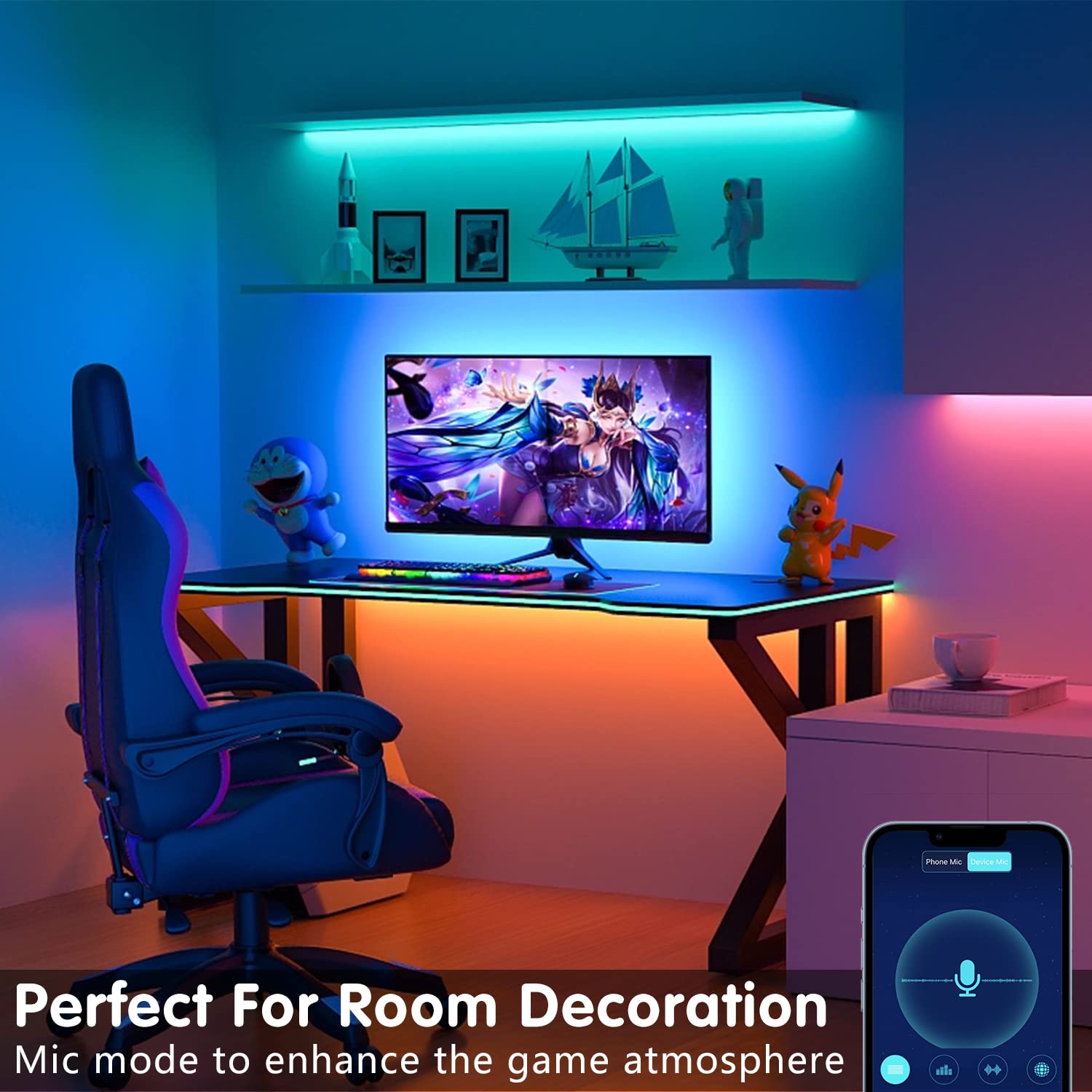 Keepsmile 100ft Led Strip Lights   Bluetooth Smart App Control Music Sync Color - Keepsmile Official Product View 7