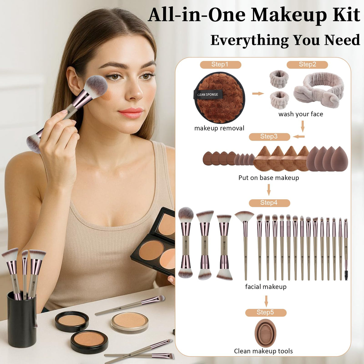 HEYMKGO Makeup Brushes 40Pcs Professional Makeup Brush Set - HEYMKGO Official Imagery - 7