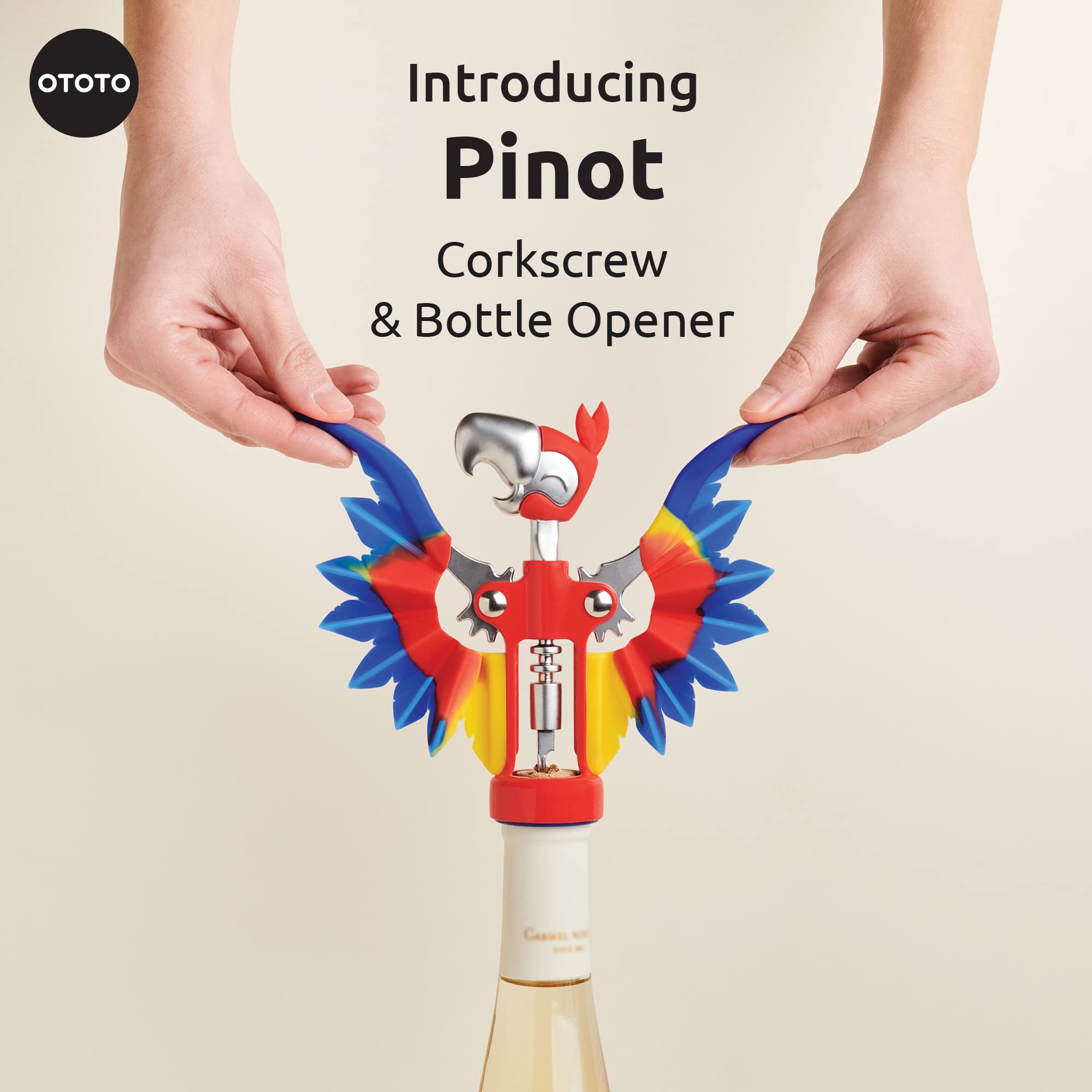OTOTO Pinot Wine Bottle Opener - Parrot Wing Corkscrews for Gifts, Bot - View 3