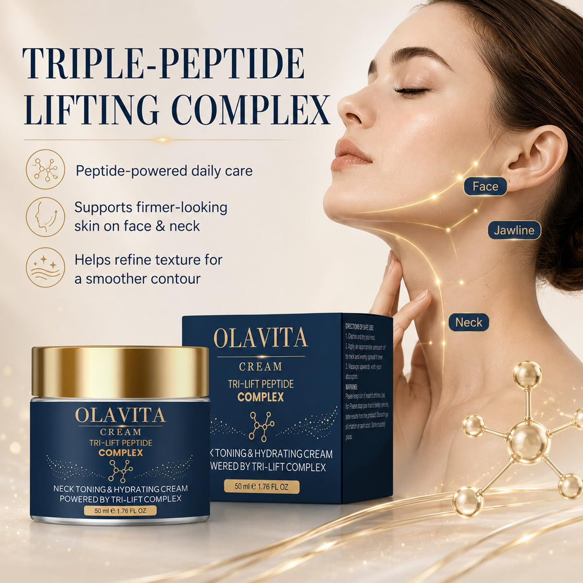Olavita Tri Lift Peptide Complex Cream Anti Aging Face - Snatched Cream Official Imagery - 4