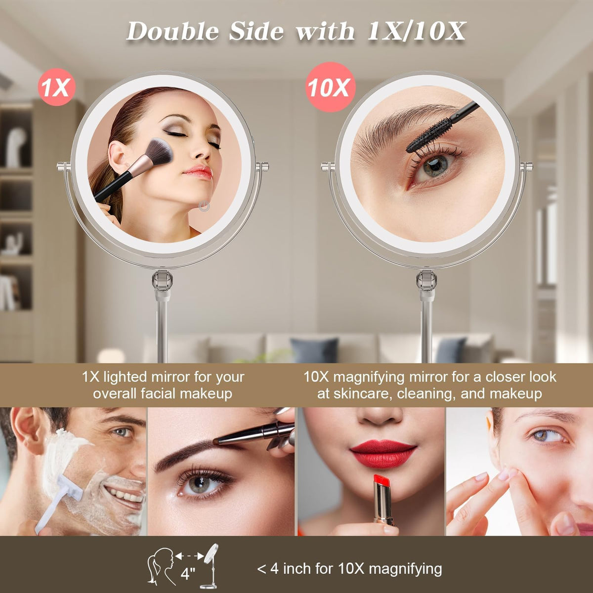 Tabletop Makeup Mirror with Built in Vanity Tray 9 - Rocollos Official Imagery - 8