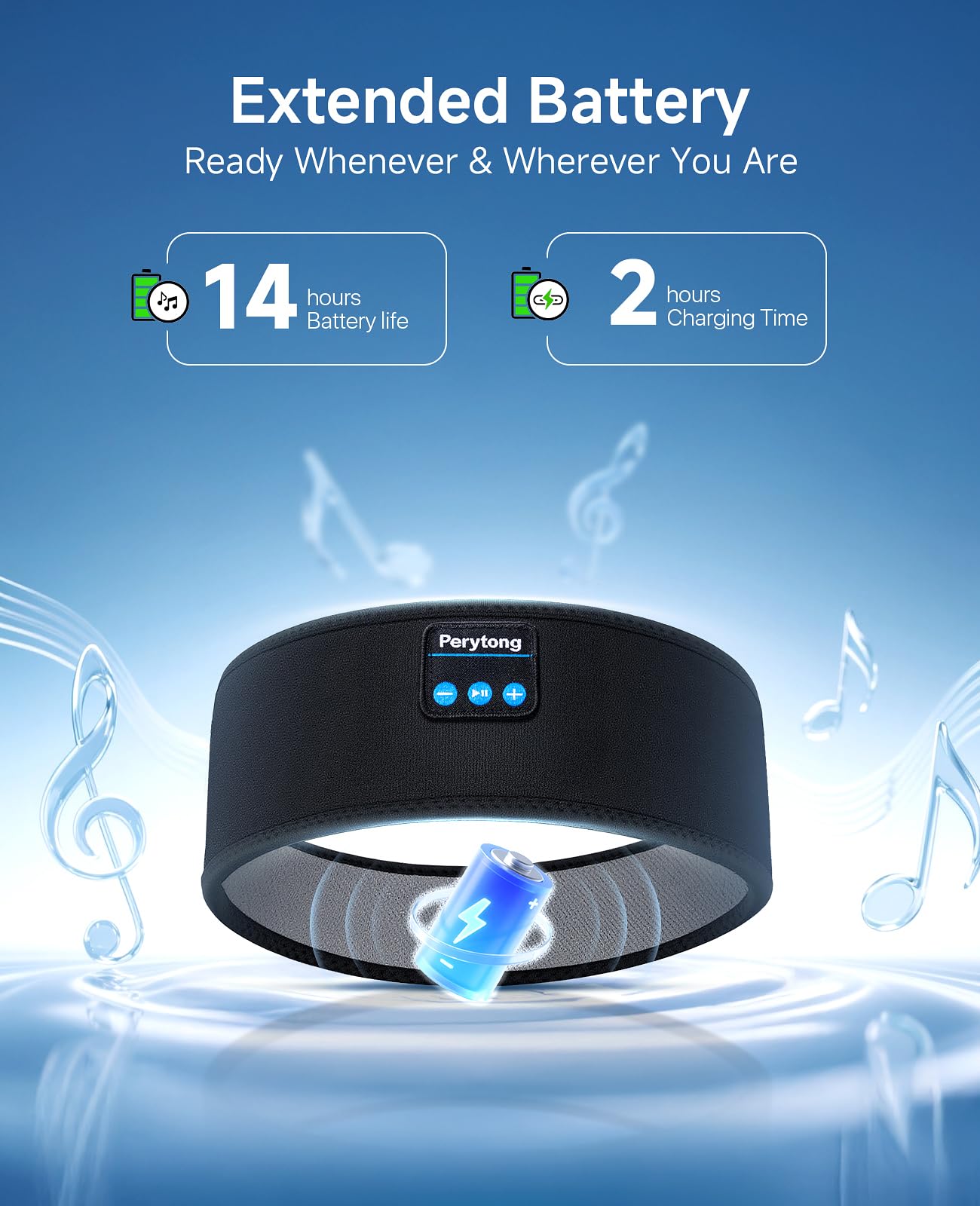 Perytong Sleep Headphones Wireless, Bluetooth Sports Headband Hea - Perytong Official Product View 4