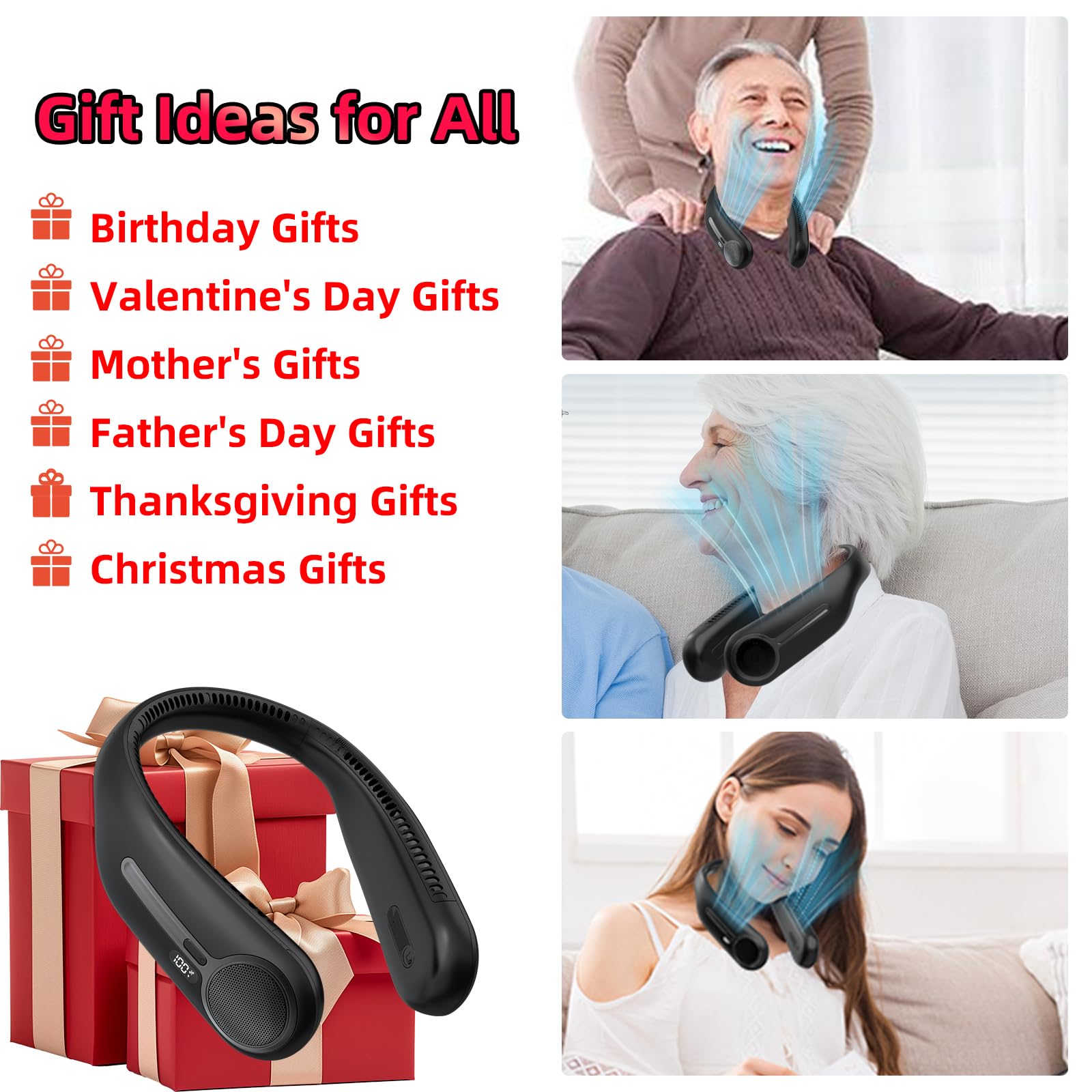 Kinhowly Portable Neck Fan, Personal Wearable Bladeless Fan, 6000 by Kinhowly - Angle View 5