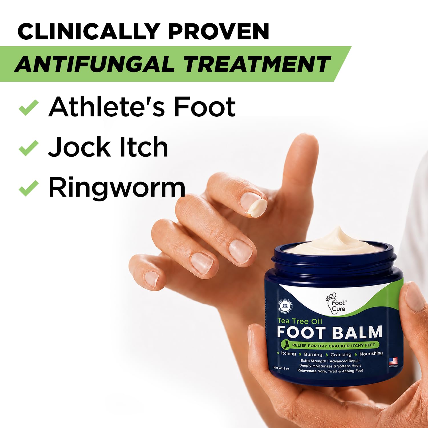 FOOT CURE Tea Tree Oil Foot Balm for Dry Cracked Heels