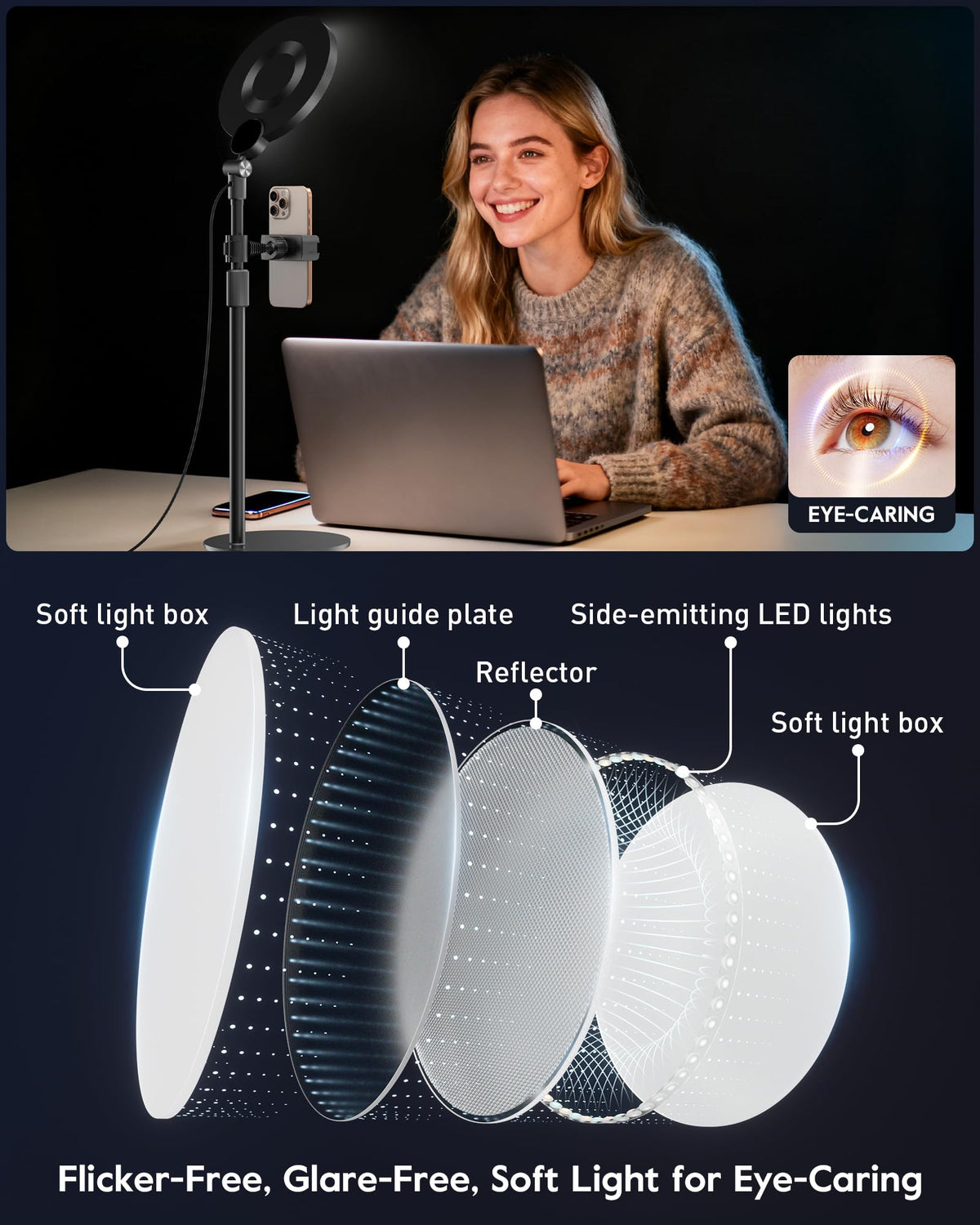 Desk Ring Light with Stand for Computer 30 Modes Video - Yarrashop Official Imagery - 5
