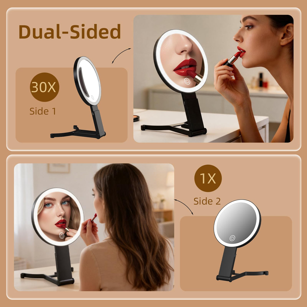 Travel Magnifying Makeup Mirror with Lights Double Sided 30X - CC Mirrors Official Imagery - 8