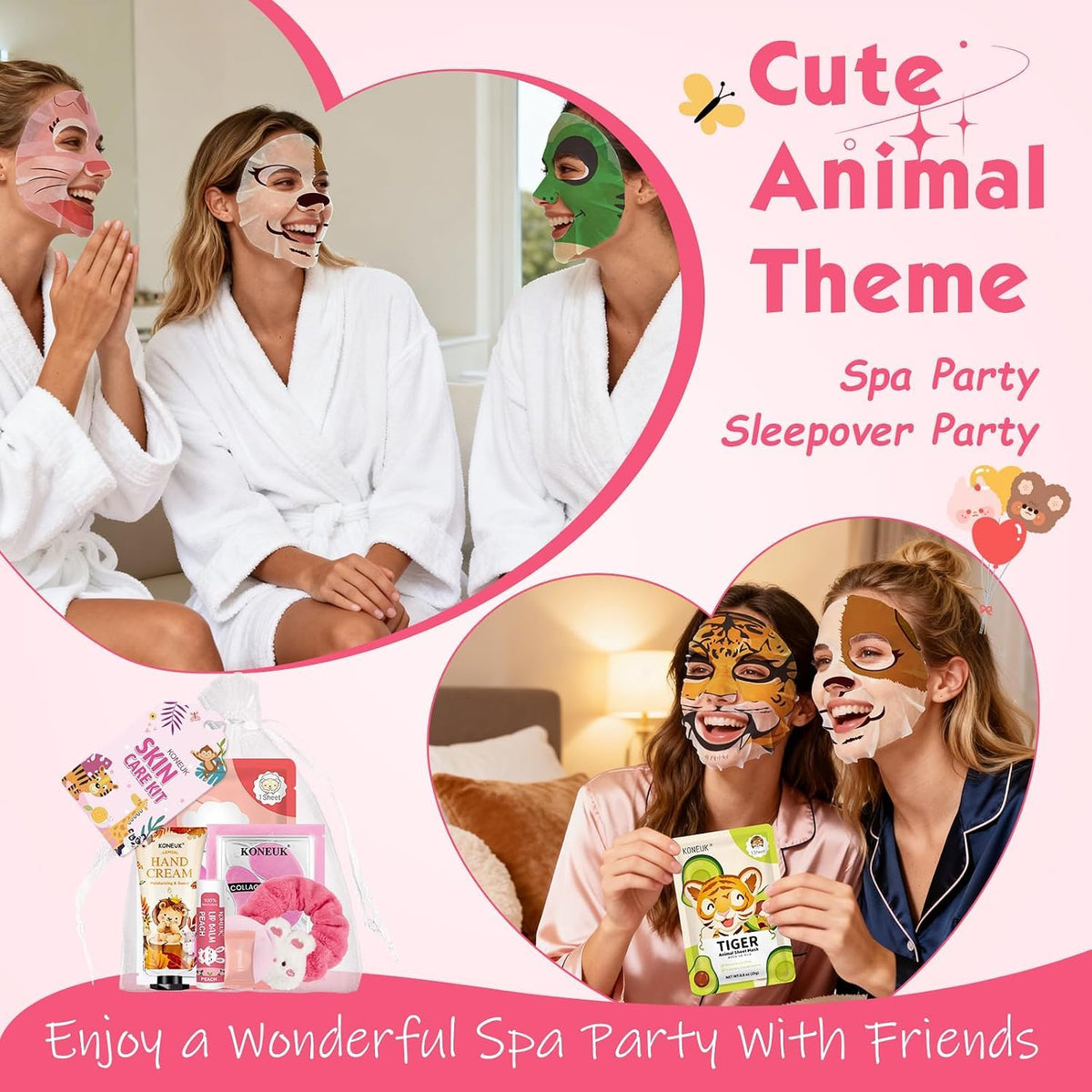KONEUK 70PCS Animal Spa Party Supplies for Girls Spa Party - KONEUK Official Imagery - 4