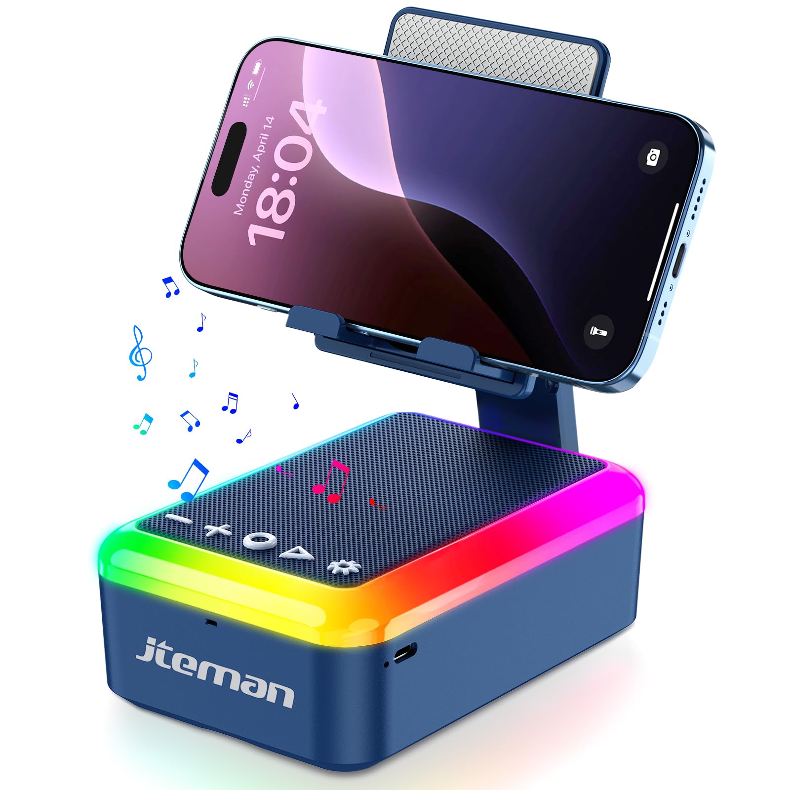 JTEMAN Cell Phone Stand with Bluetooth Speaker and Light, Portable Lanyard, Cool - JTEMAN Official Product View 8
