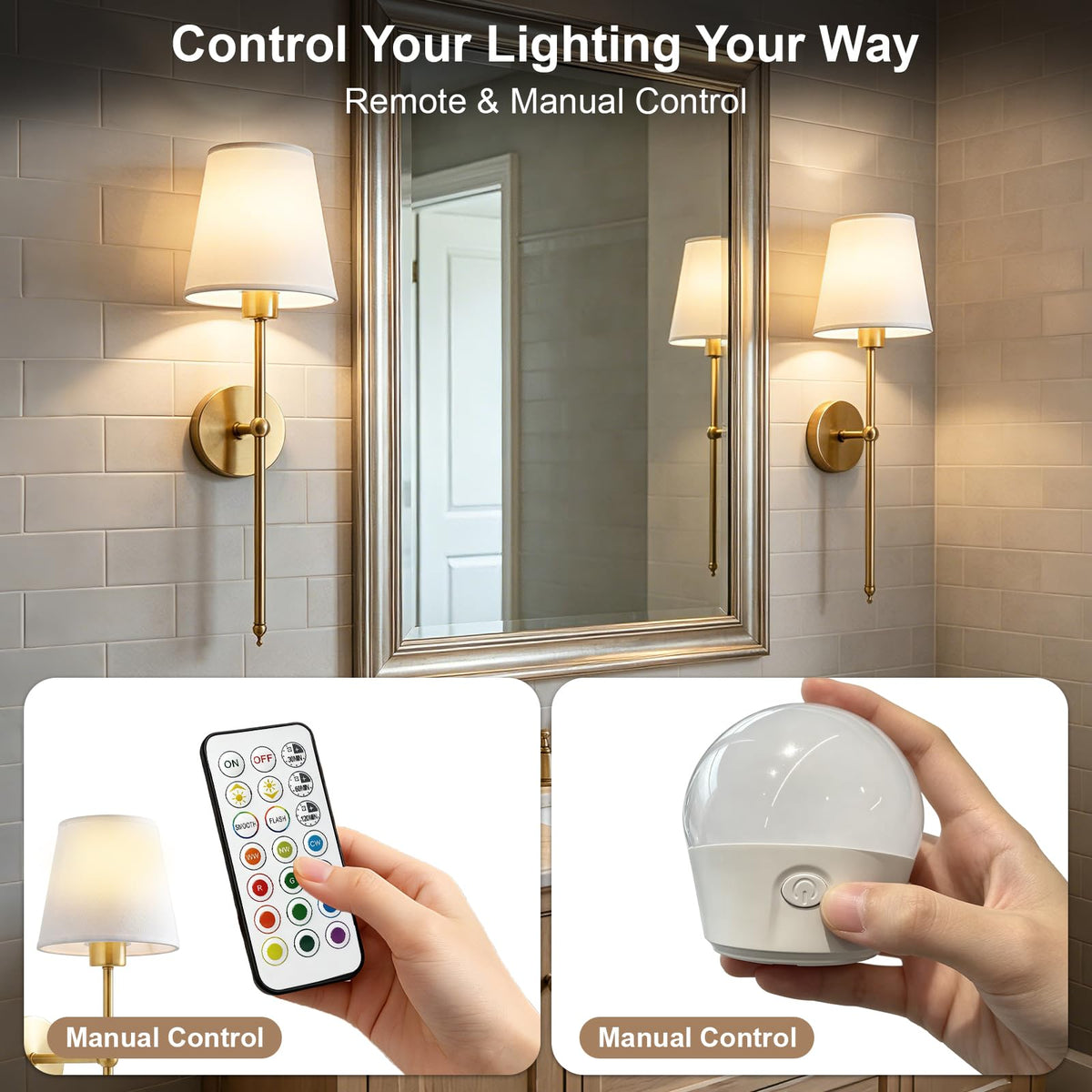Battery Operated Wall Sconces Set of 2 Wireless Rechargeable - VANZLIFE Official Imagery - 8