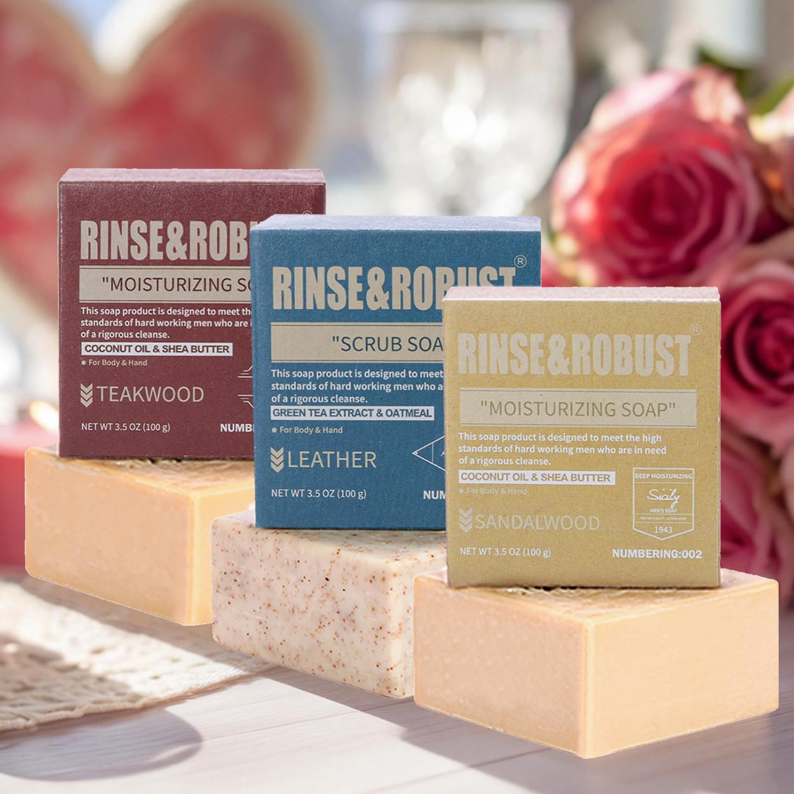 Rinse & Robust Mens Bar Soap Bath Bar Soap Handmade Natural Soap Bar Set - Rinse & Robust Official Product View 5