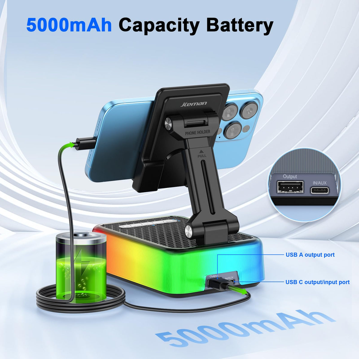 JTEMAN Gifts for Men Women Phone Stand Bluetooth Speaker - JTEMAN Official Imagery - 5