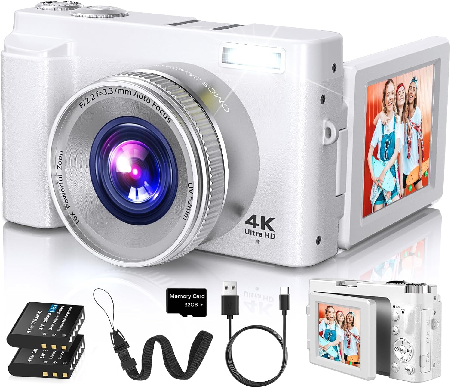Duluvulu 4K digital camera with 48MP sensor, autofocus, ideal for photography and vlogging in a compact design.