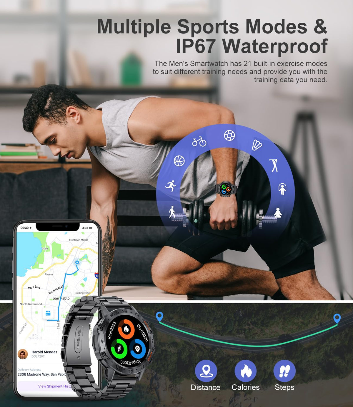 SUNKTA Military Smart Watch for Men 100 Sports Modes 5ATM - SUNKTA Official Imagery - 4