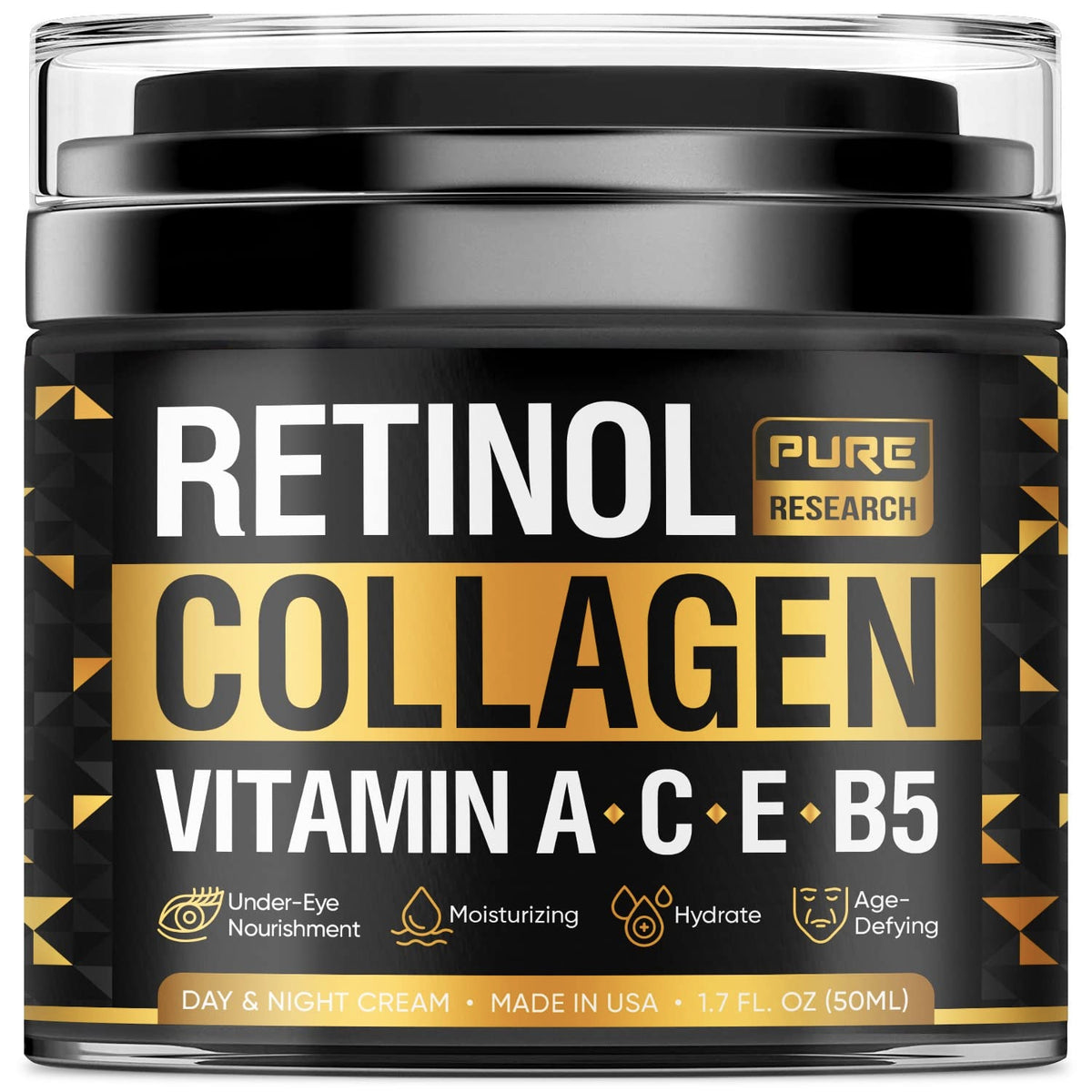 Retinol Face Cream Natural Anti Wrinkle Cream Anti Aging - PURE RESEARCH Official Imagery - 2