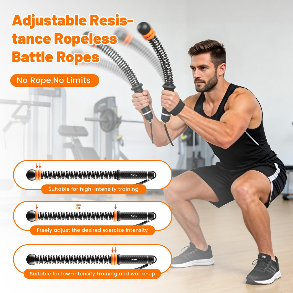 Ropeless Battle Ropes with Adjustable Weight Unisex for Home - Hexplany Official Imagery - 3