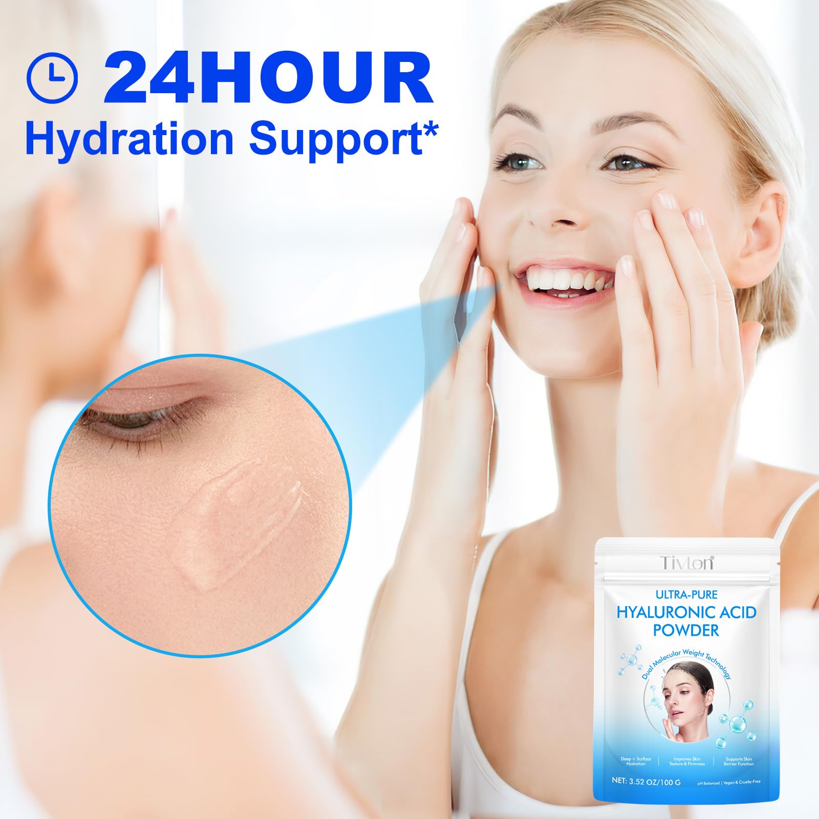 akareni Pure Hyaluronic Acid Powder for Skin & Face, Dual Molecular Weight - akareni Official Product View 8