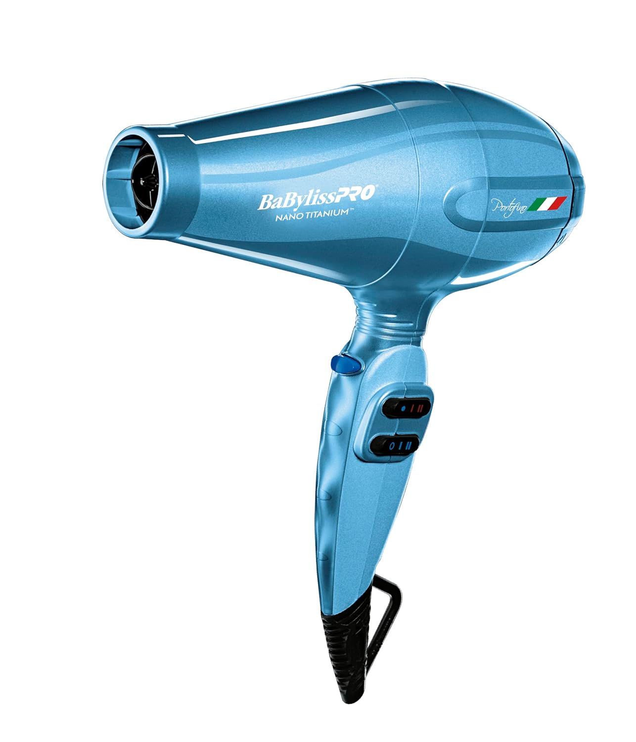 BaBylissPRO Nano Titanium Italian Portofino professional hair dryer with 2000W power, featuring sleek design and advanced technology.