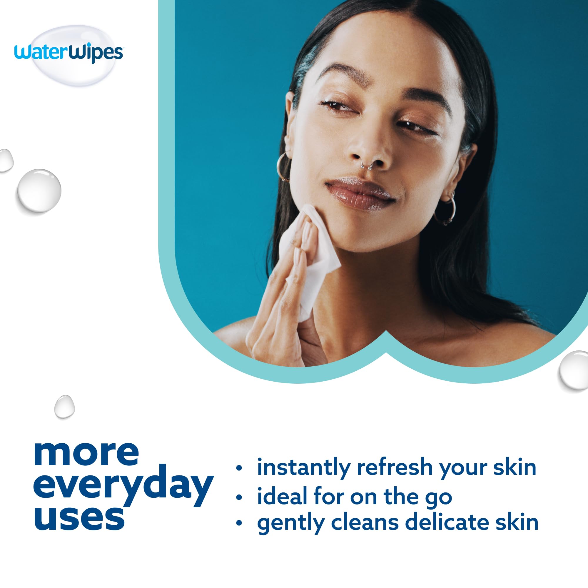 WaterWipes Beauty Sensitive+ On-The-Go Facial Wipes, 99.9% - WaterWipes