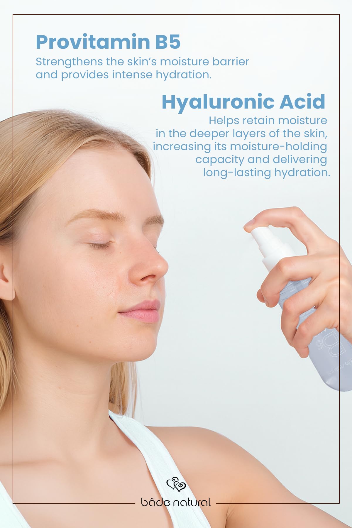 Bade Natural Vitamin Mist with ProVitamin B5 Hyaluronic Acid - Bade Natural Official Imagery - 4