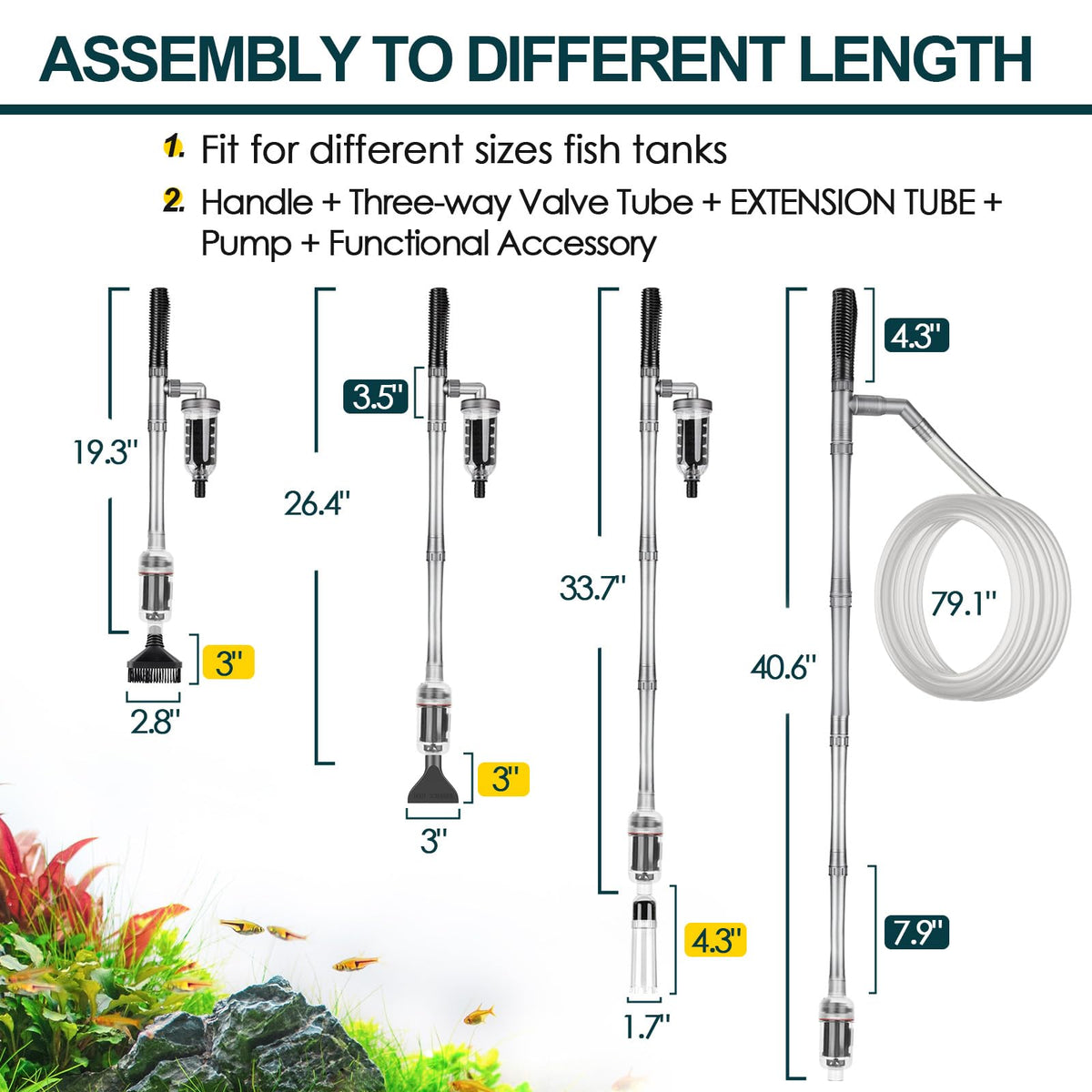 hygger Electric Aquarium Gravel Cleaner 528GPH Fish Tank - hygger Official Imagery - 8