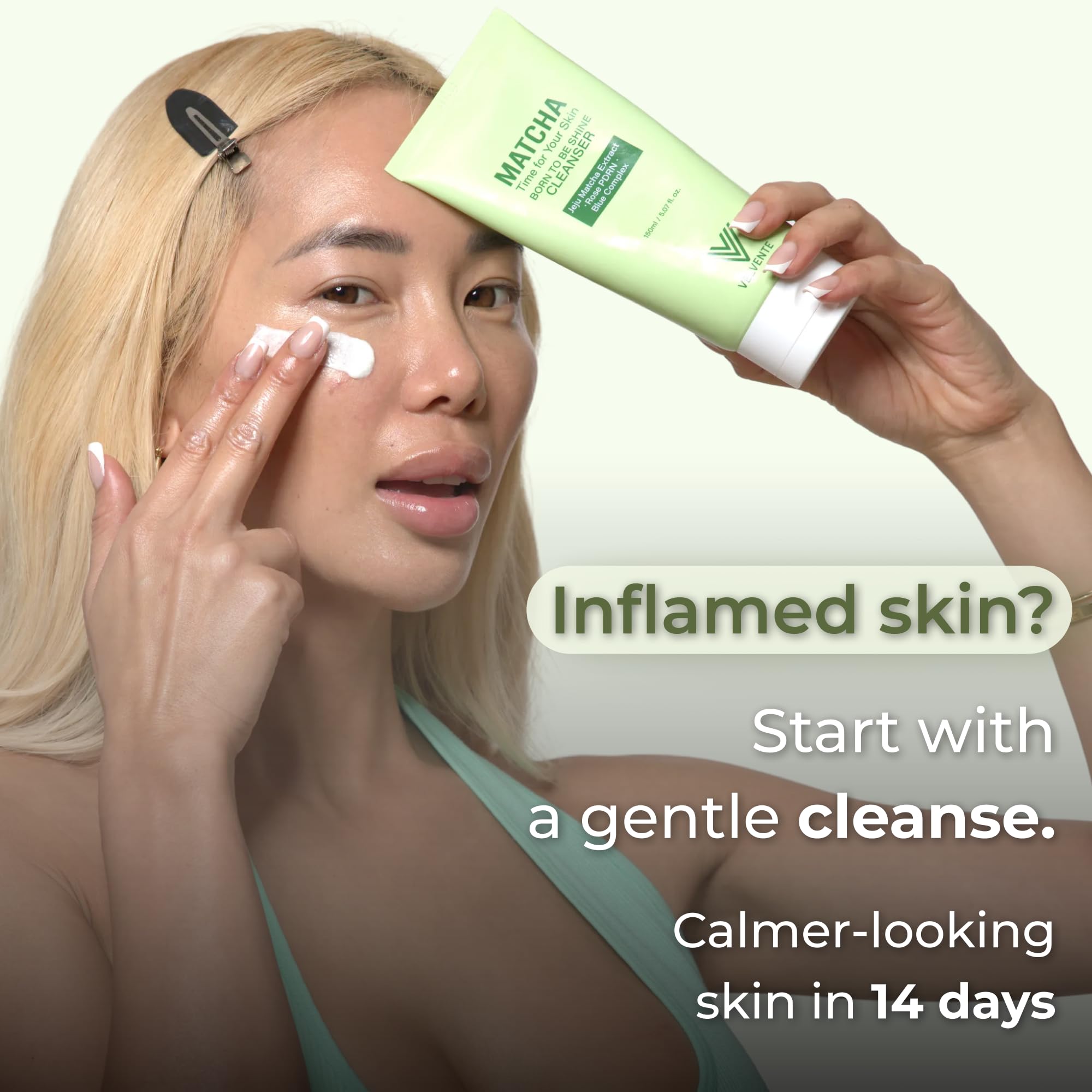 Matcha PDRN Korean Cleanser & Face Wash, Acne-Prone Sensitive... - VELVENTE Official Product View 3