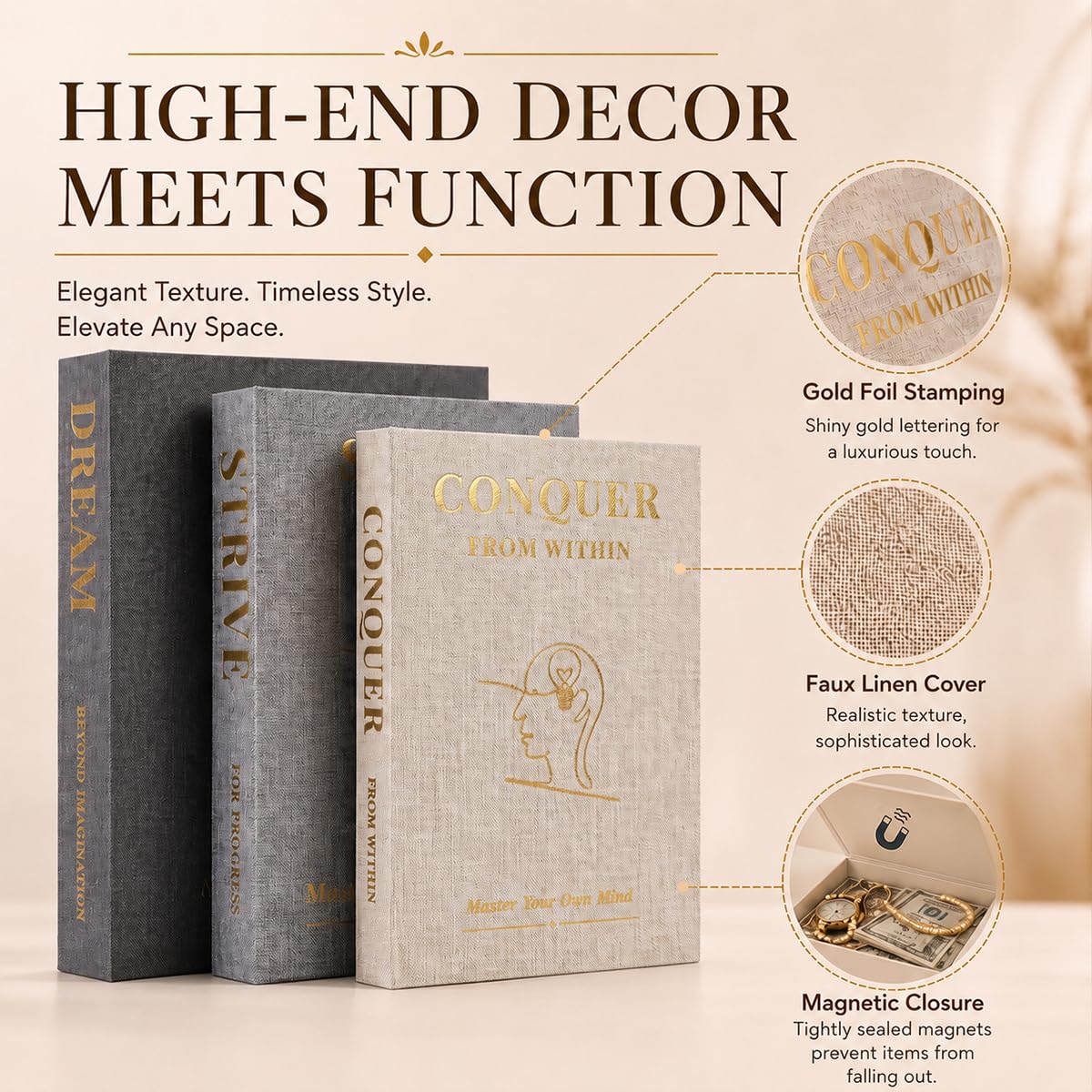 Decorative Books Set of 3 Linen Coffee Table Books - Oxdigi Official Imagery - 4