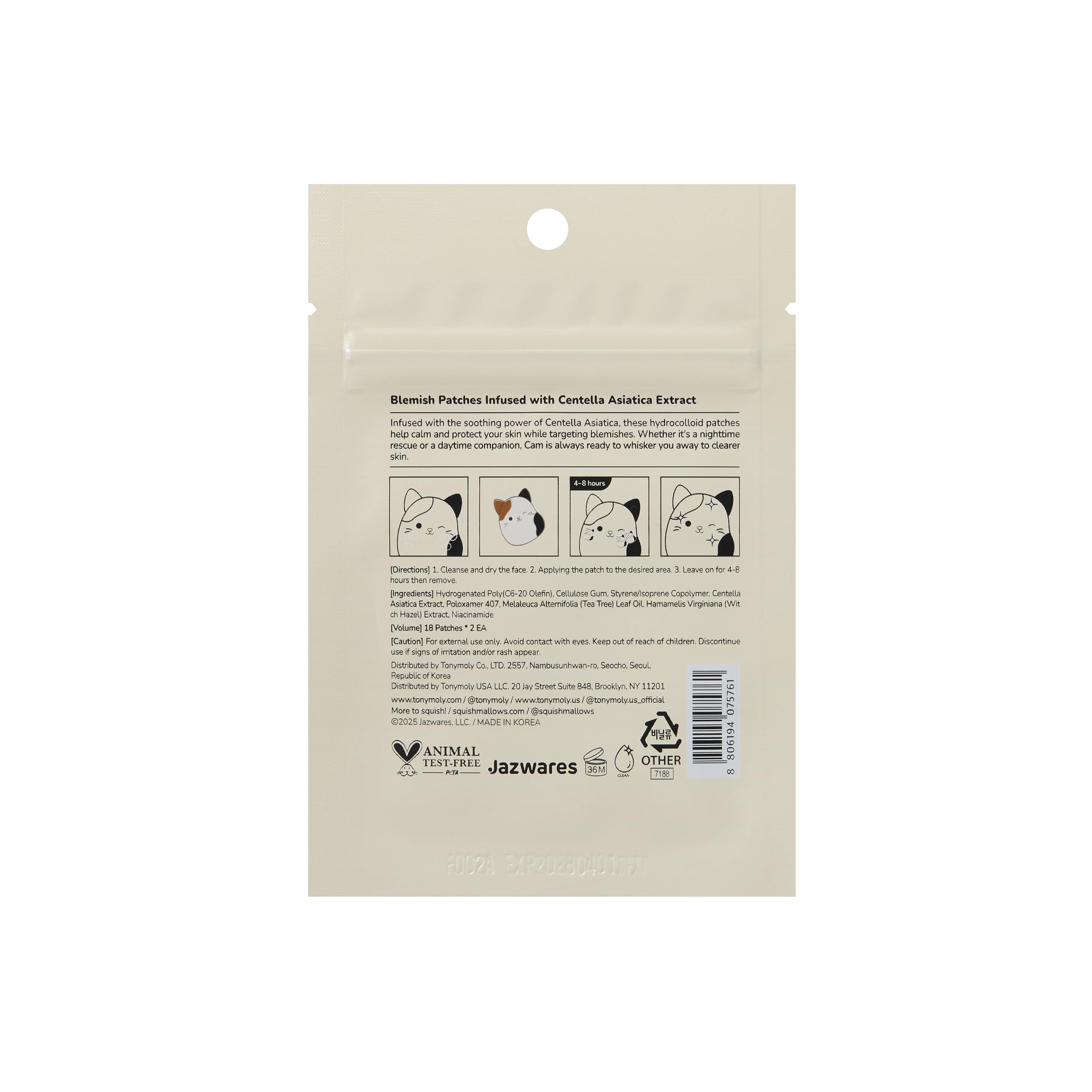 TONYMOLY x Squishmallows Cam Hydrocolloid Acne Blemish - TONYMOLY Official Product Imagery - 5