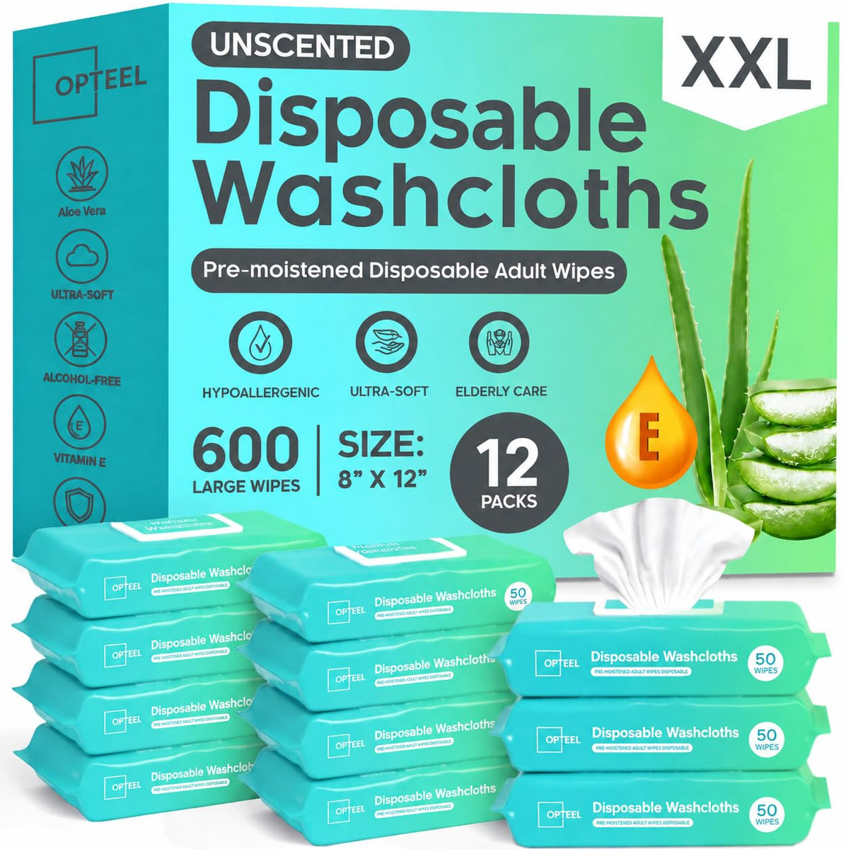 OPTEEL Wipes for Adults Extra Large Disposable Washcloths - OPTEEL Official Imagery - 2