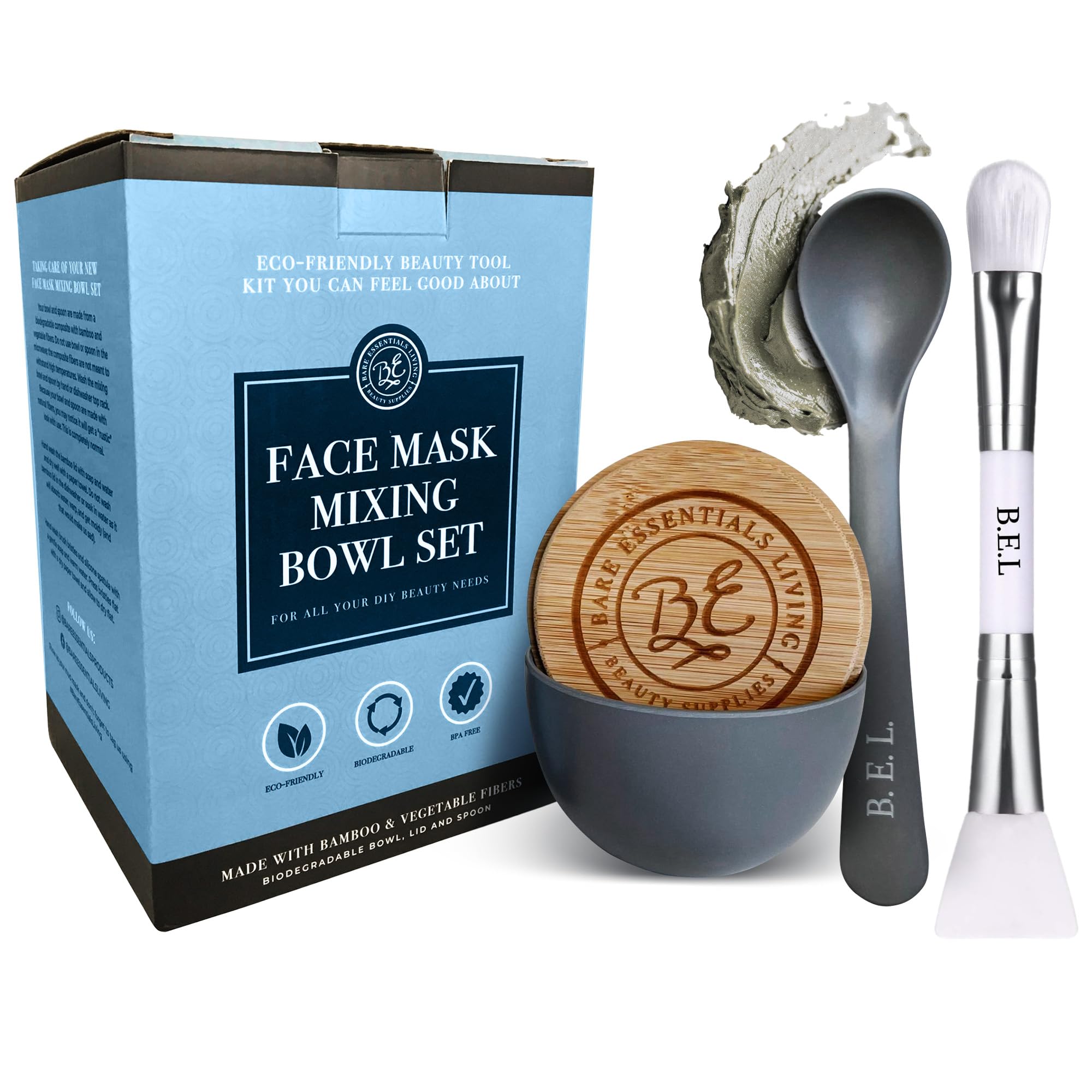 Clay Face Mask Mixing Bowl Set, Skin Care Kit Facial Bowls with - Bare Essentials Living