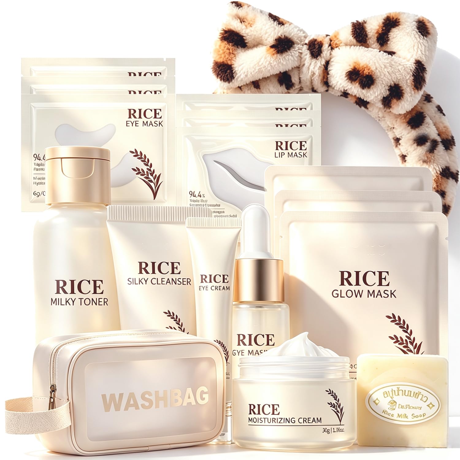 17PCS Korean Skin Care Set, Rice Skincare Set for Women, Kids - Product Imagery