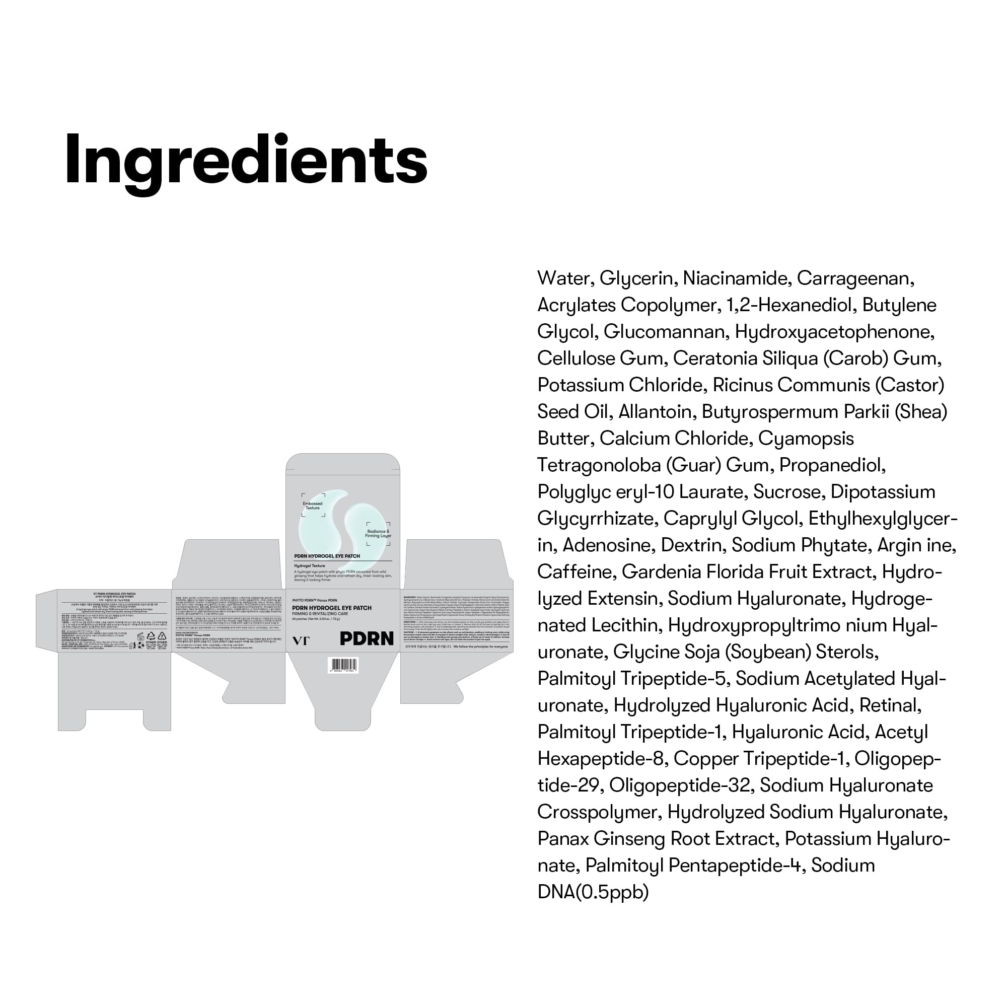 VT COSMETICS PDRN Hydrogel Eye Patch (60 Patches / 30 Pairs) - VT COSMETICS