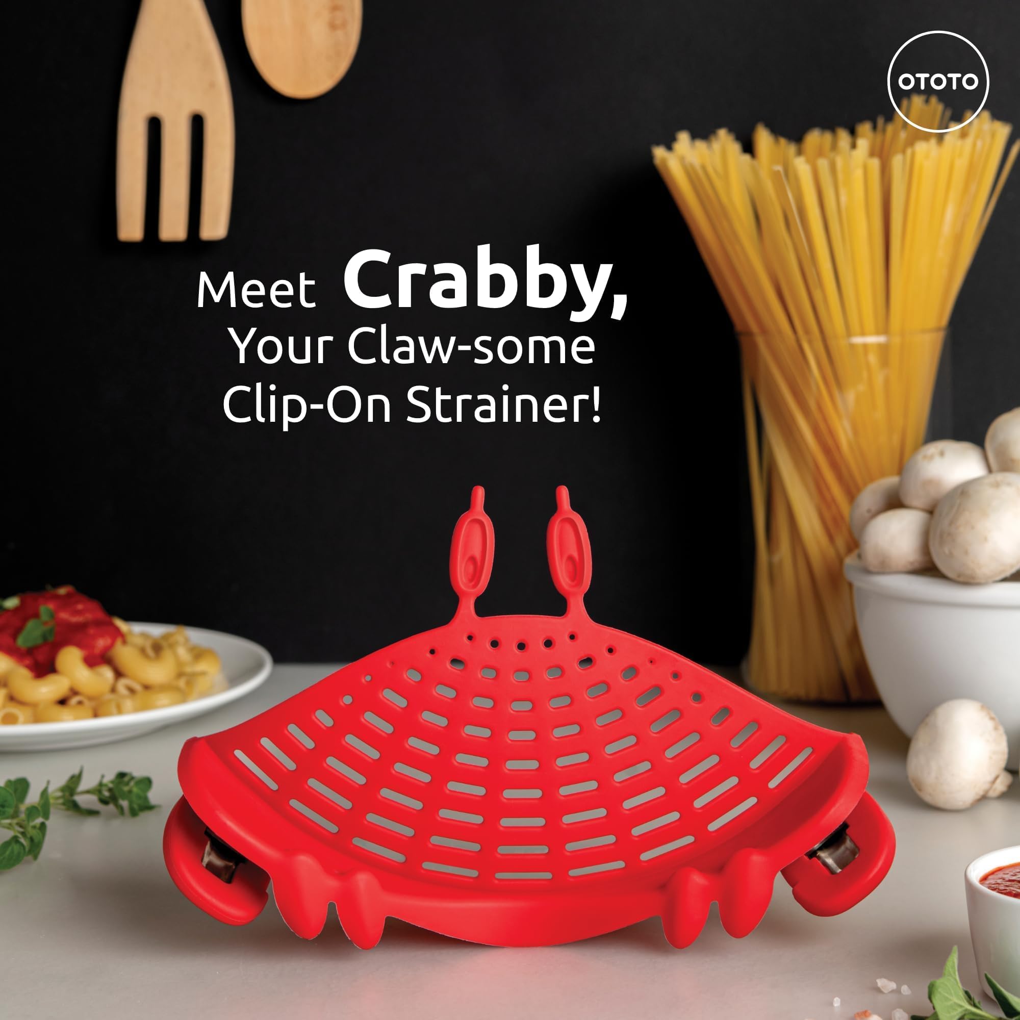 OTOTO Crab Clip-On Strainer - Silicone Pasta Strainer with Stainless S - View 3