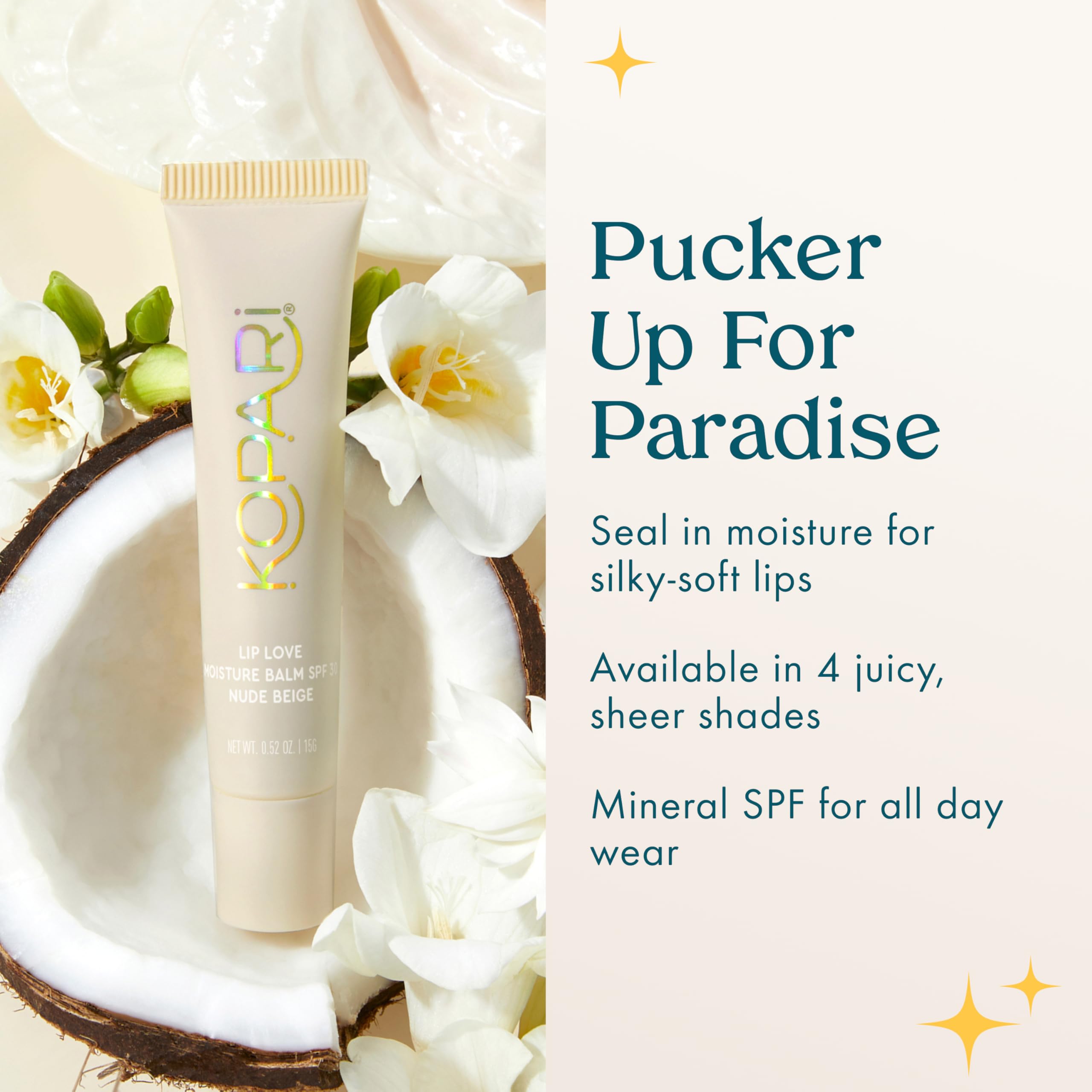 Kopari Lip Love Moisture Balm in Nude Beige SPF 30 - Mineral Zinc Oxide Tinted Lip Sunscreen, Ceramide Barrier-Boosting Hydration, Clean Vegan, 0.35 oz - Kopari Official Product View 6