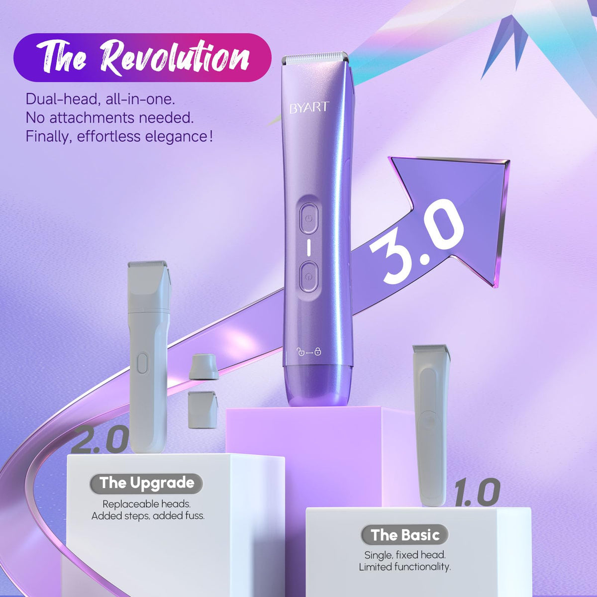 2 in 1 Dual Head Bikini Trimmer for Women Electric Razors - BYART Official Imagery - 4
