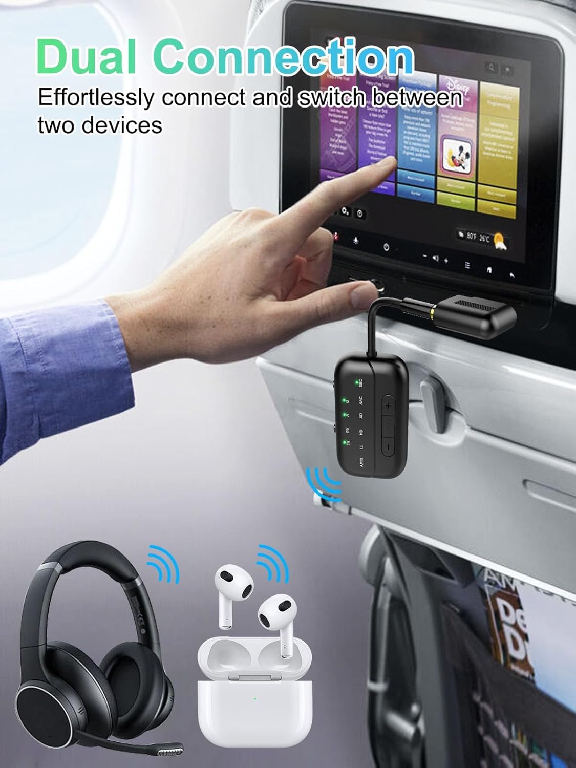 Beeitzie 2-in-1 Bluetooth Transmitter Receiver, Bluetooth Adapter for - View 2