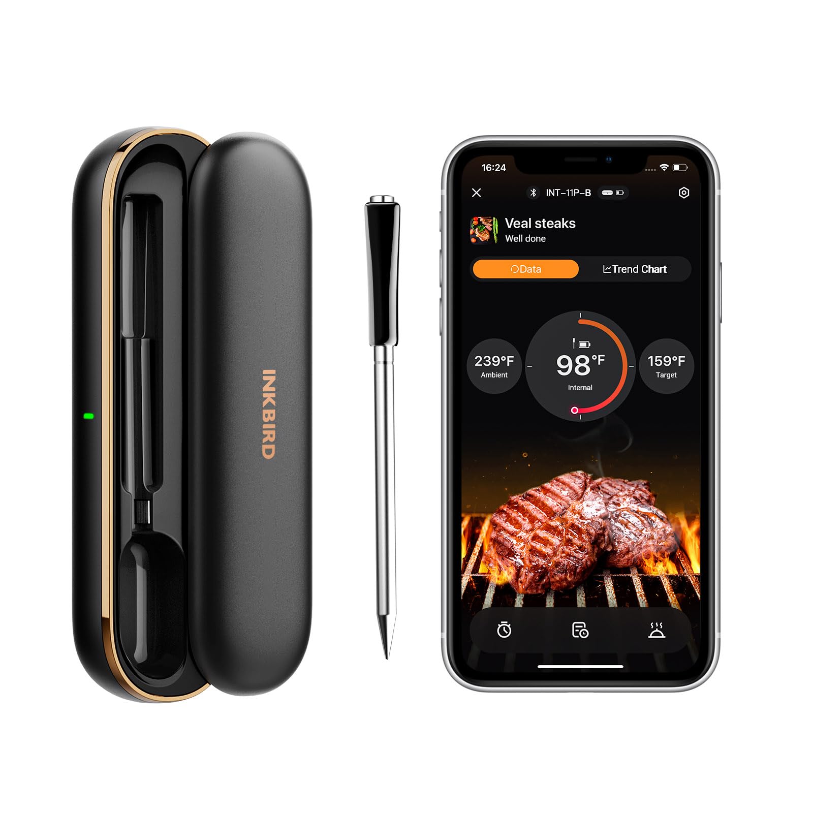 INKBIRD Meat Thermometer Wireless, Smart Bluetooth Meat - Product Imagery