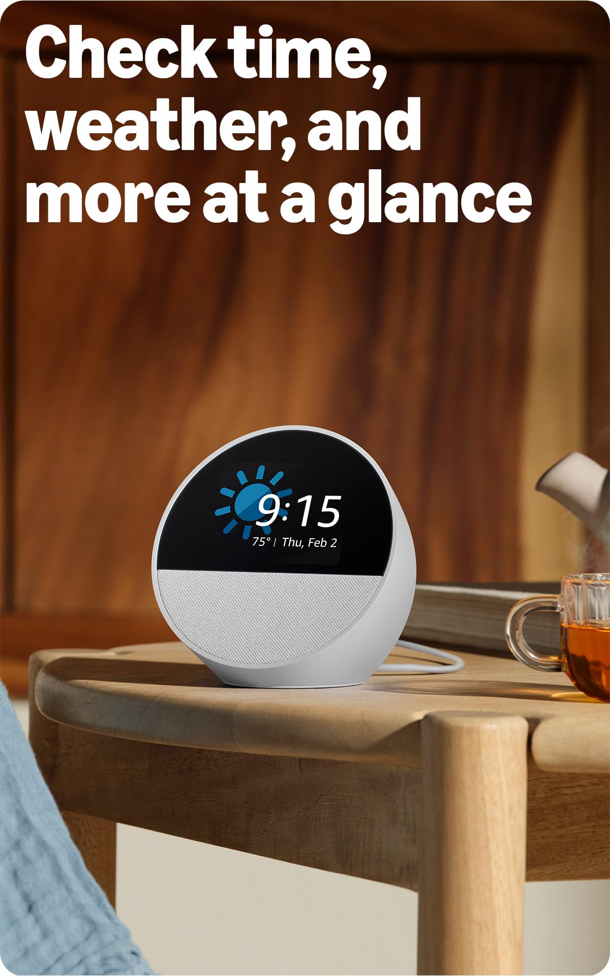 Amazon Echo Spot  , Great for nightstands, offices and kitchens, by Amazon - Angle View 4