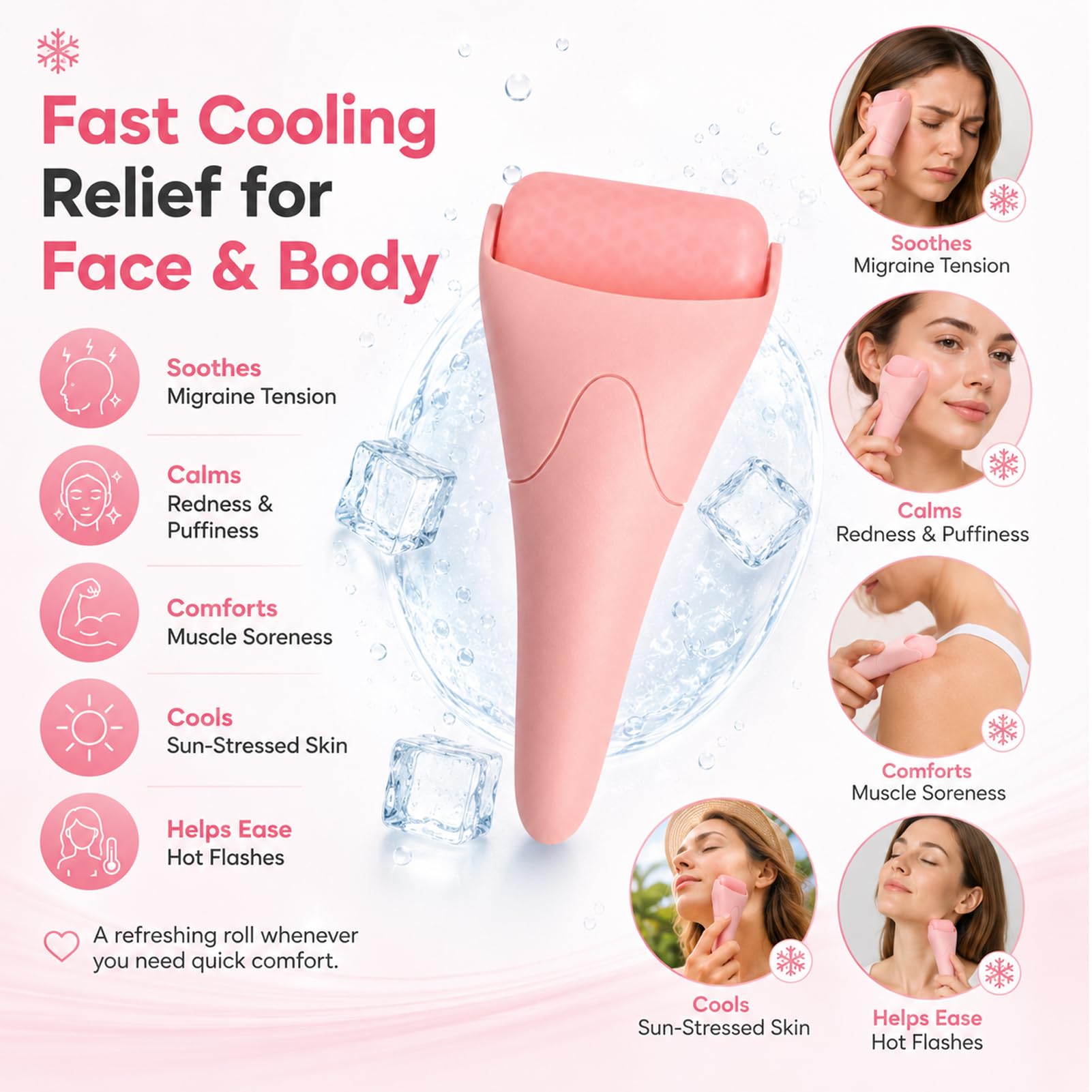 1 Pcs,Ice Roller Face Cold Therapy Tool,for Puffiness Migraine Relief