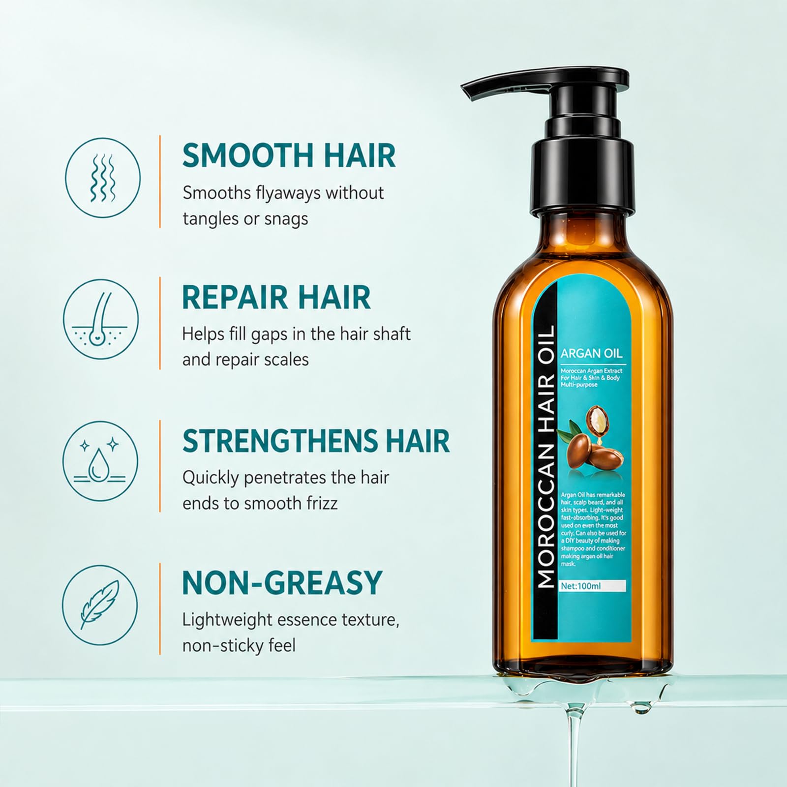 TRIMYFITER Argan Oil, Hair Oil for Frizzy Hair, Morroccan Hair Care Oil Natural - TRIMYFITER Official Product View 5
