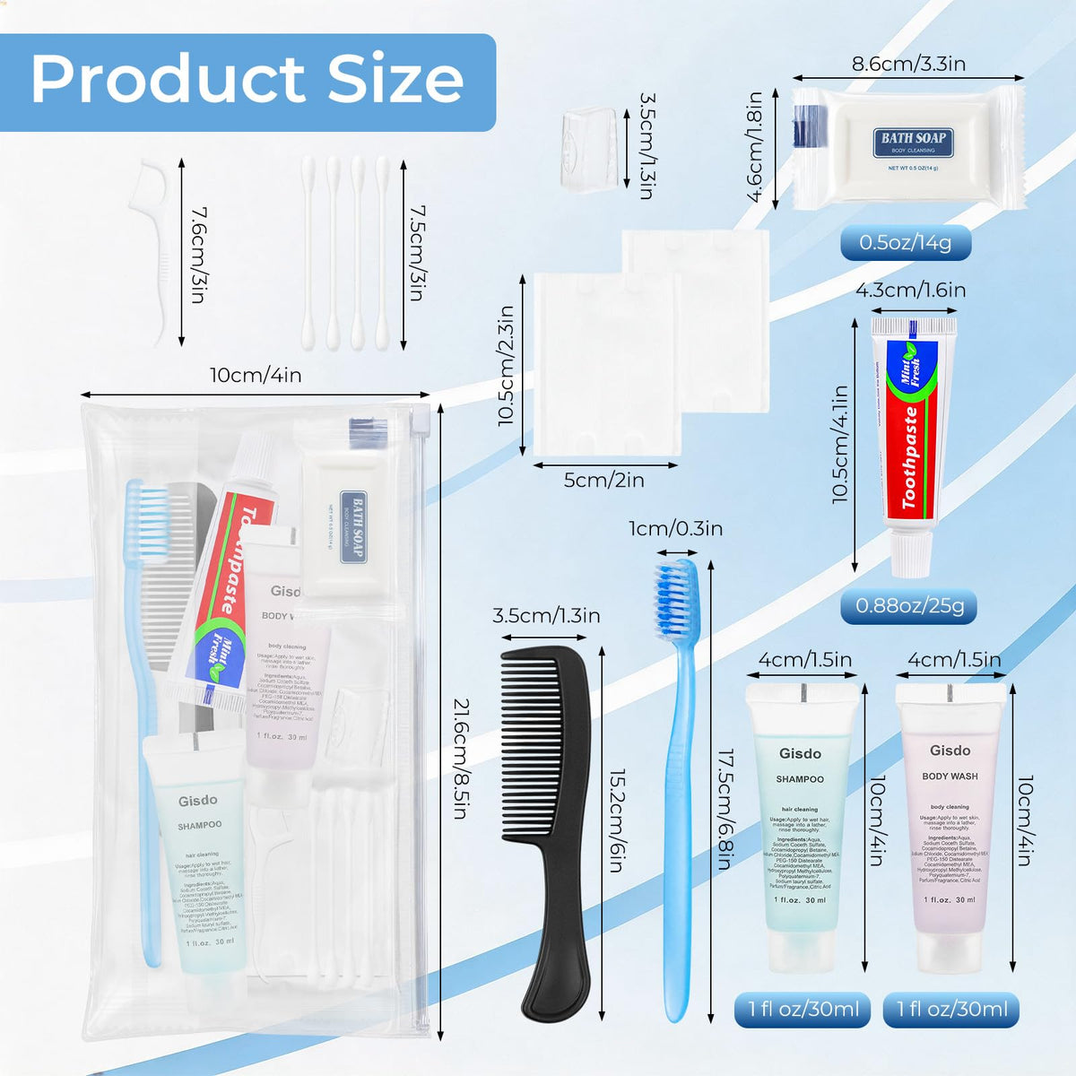 20 Sets Disposable Travel Toiletry Kit Bulk Personal Hygiene - Gisdo Official Imagery - 3