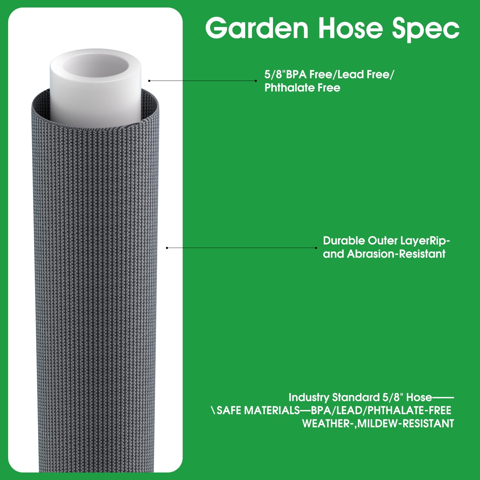 MEACKLE Garden Hose 100 FT, Non-Expanding Water Hose, Kink-Free - MEACKLE Official Product View 3