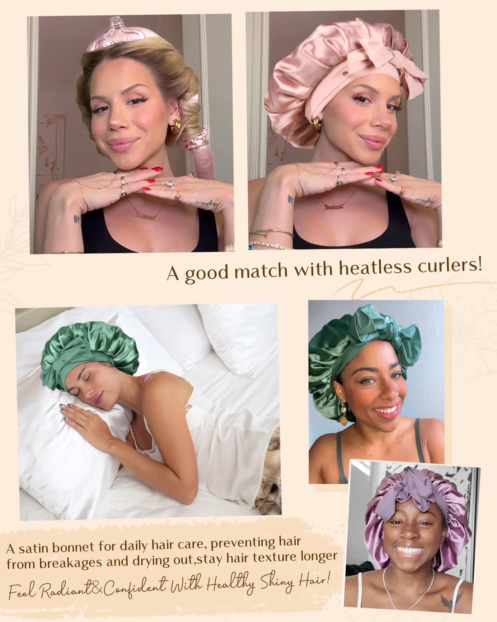 YANIBEST Adjustable Silk Bonnet for Sleeping Women Double Layer Satin Bonnet - YANIBEST Official Product View 7