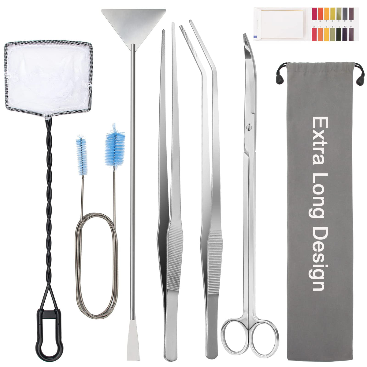 Extra Long Aquarium Aquascaping Tools Kit 8 in 1 Liveek - Liveek Official Imagery - 1