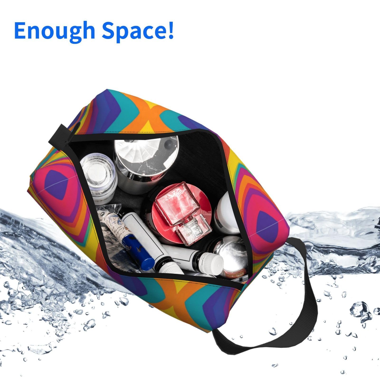 SXZVVBN colorful textured travel toiletry bag with large capacity, durable Oxford cloth, perfect for cosmetics and makeup organization.