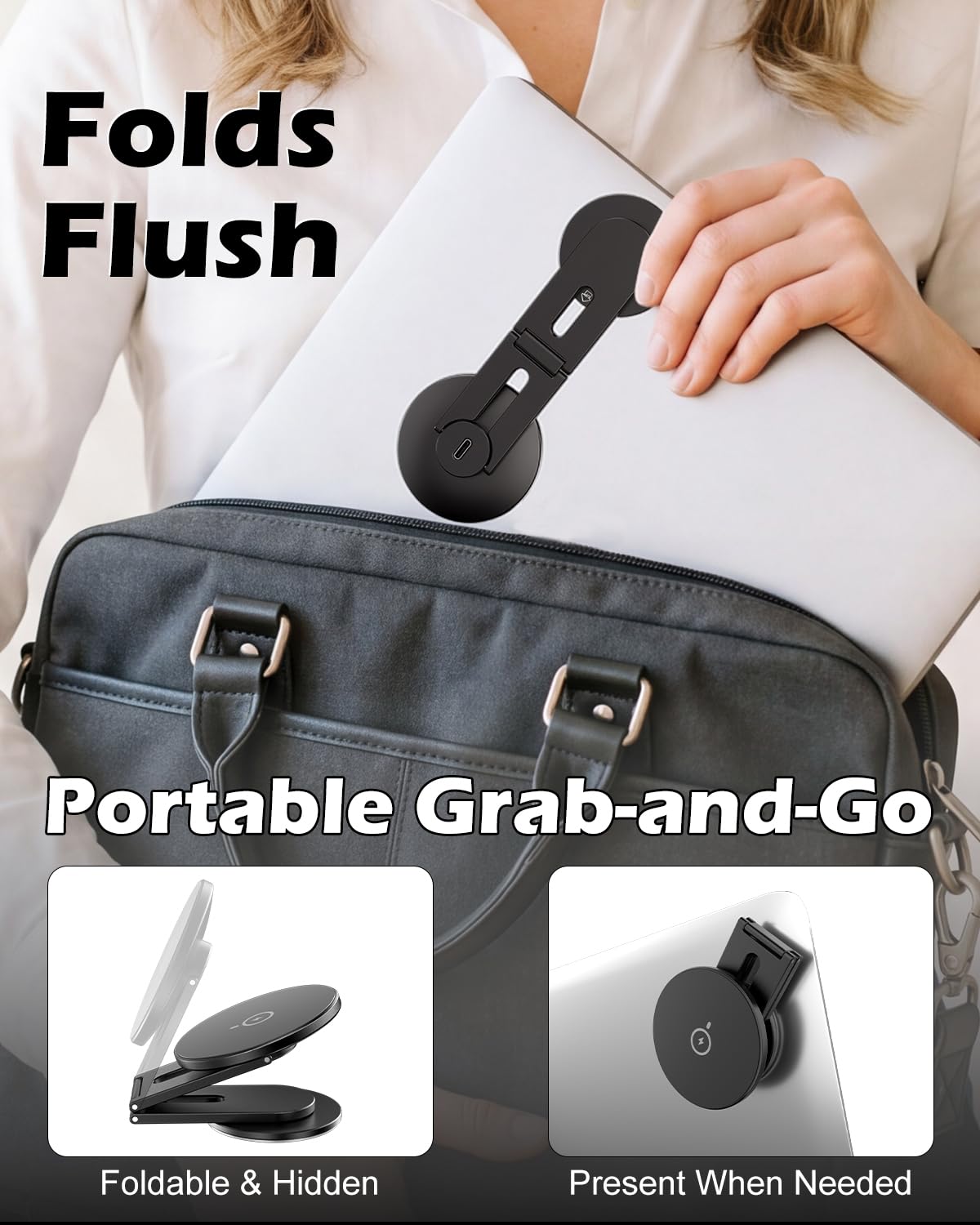 15W Wireless Charger Phone Holder for Laptop, Magnetic Phone Mount