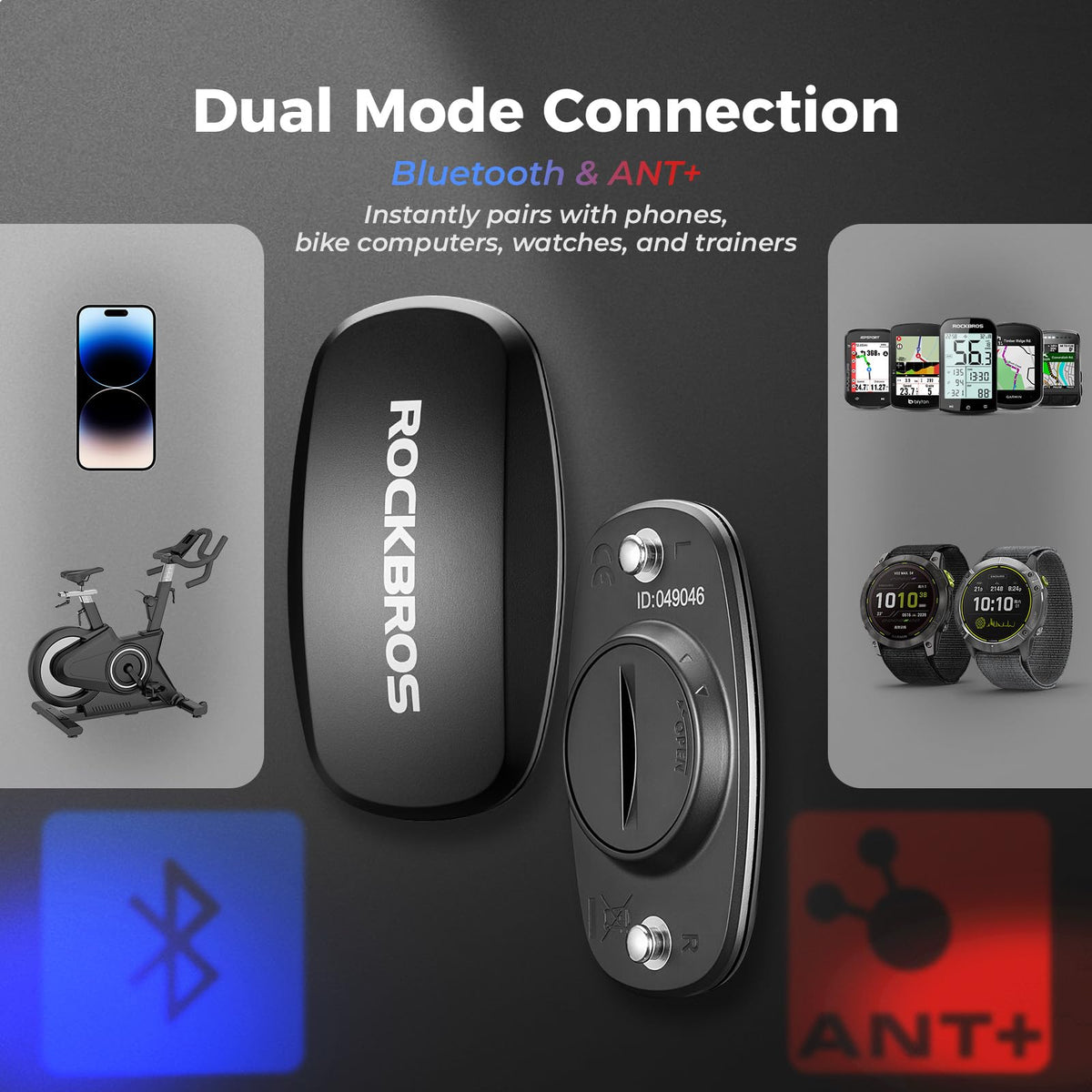 ROCKBROS HRM812 Heart Rate Monitor Chest Strap ANT Bluetooth - ROCKBROS Official Imagery - 5