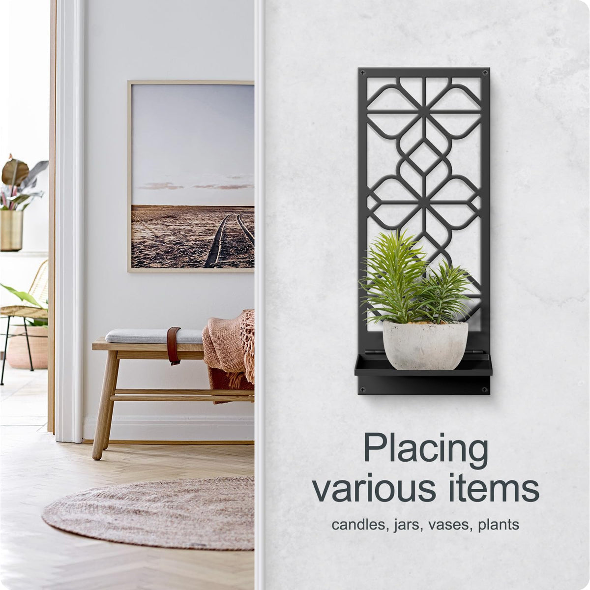 Black Metal Wall Art Set of 2 Wall Candle Holder - Sokurdeg Official Imagery - 5