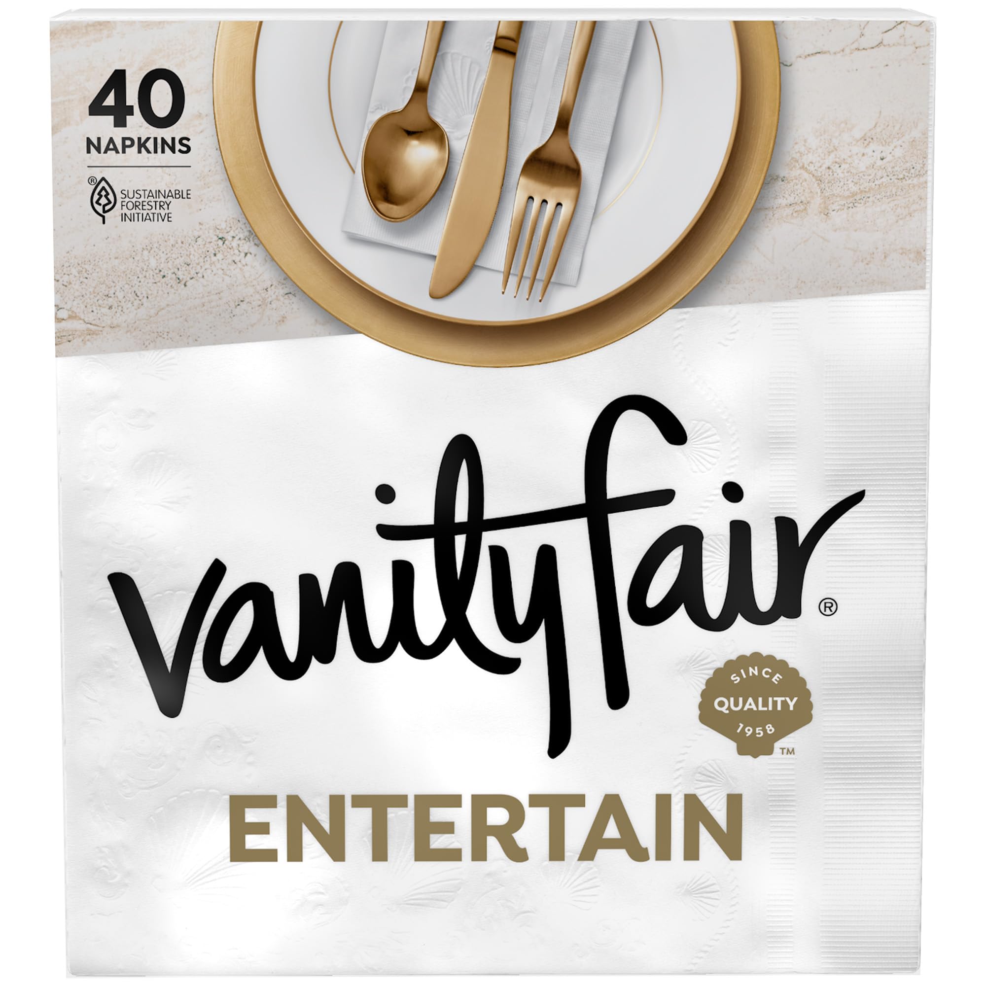 Vanity Fair Entertain Disposable Napkins, 40 Count Paper - Product Imagery